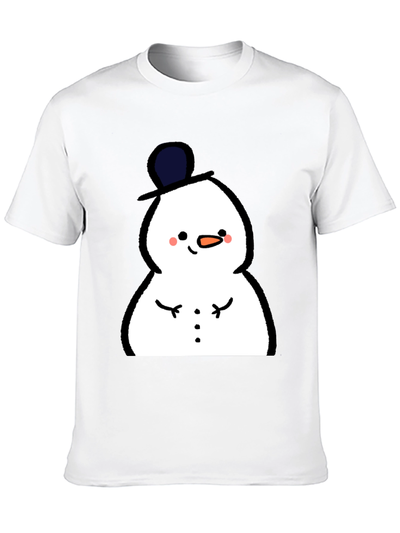 Cute Snowman Graphic Tee - Black