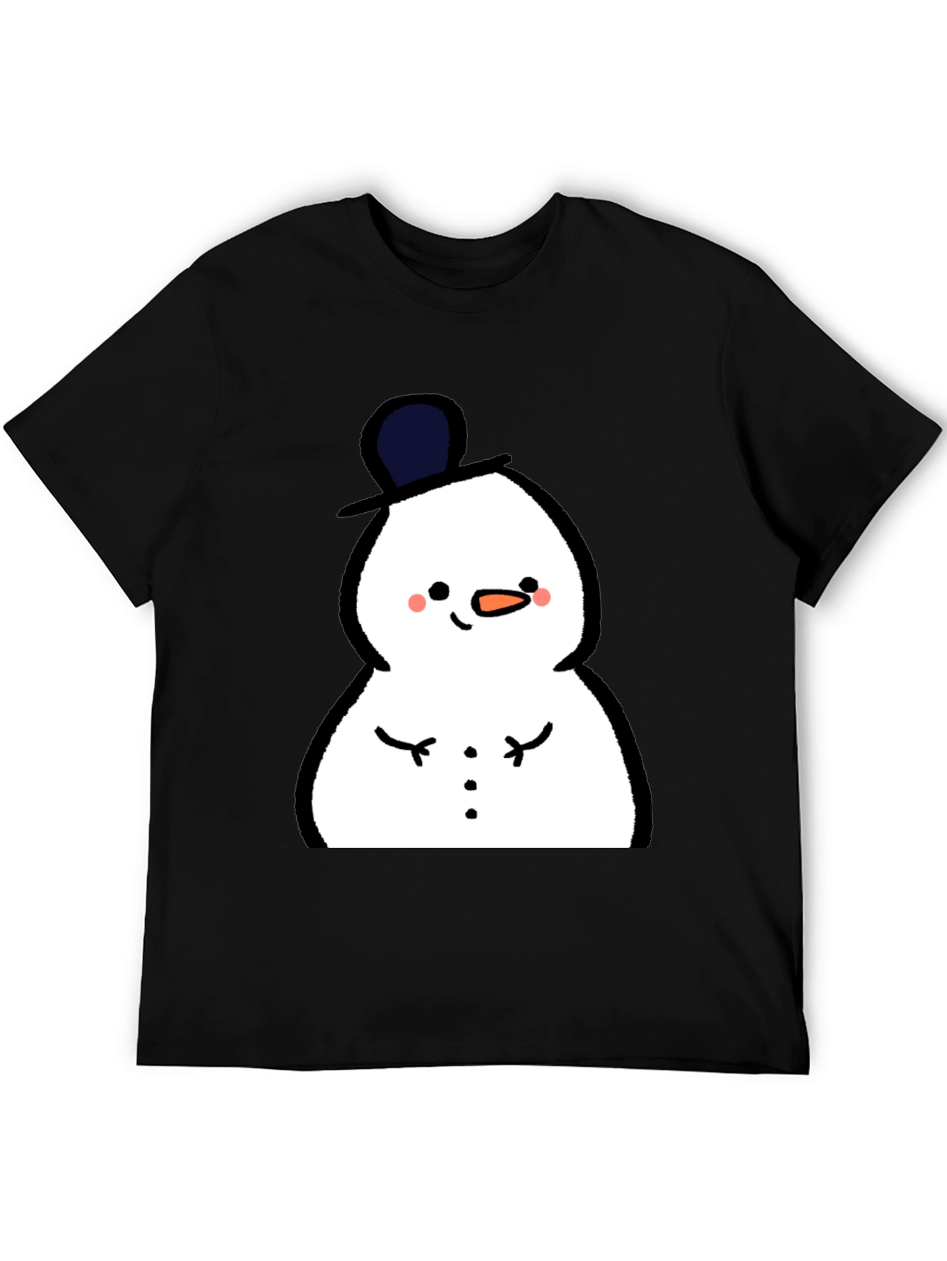 Cute Snowman Graphic Tee - Black