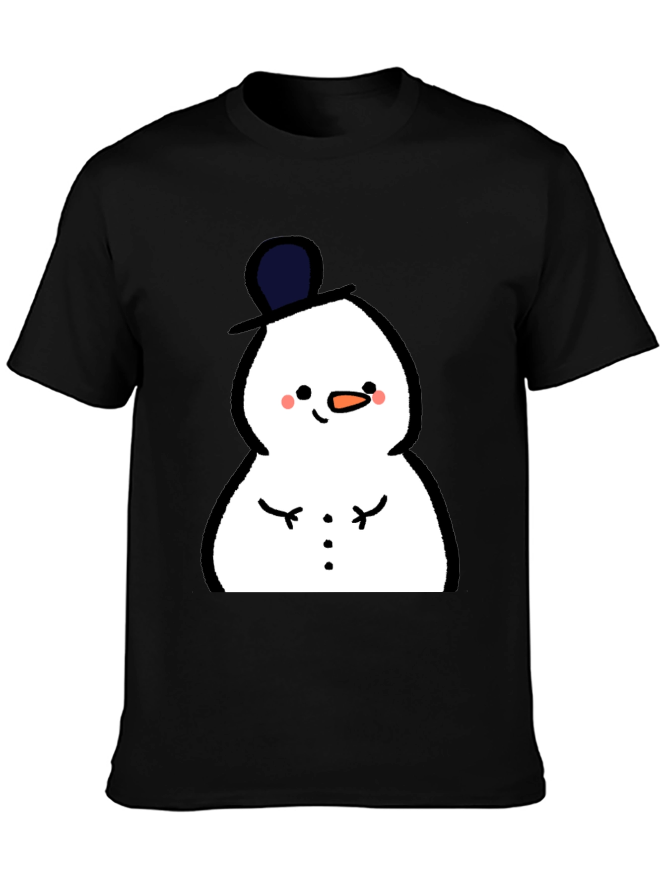 Cute Snowman Graphic Tee - Black