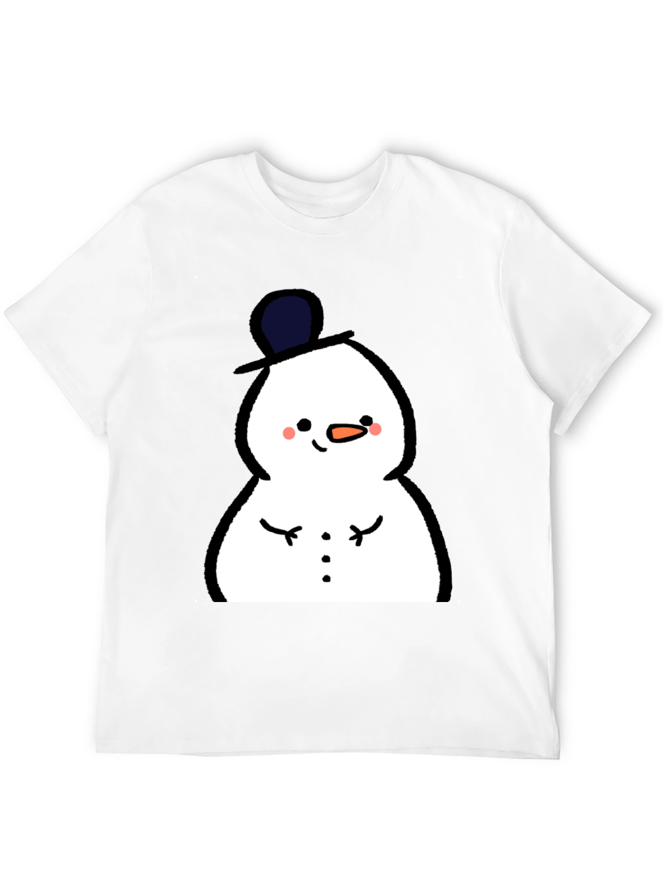 Cute Snowman Graphic Tee - Black