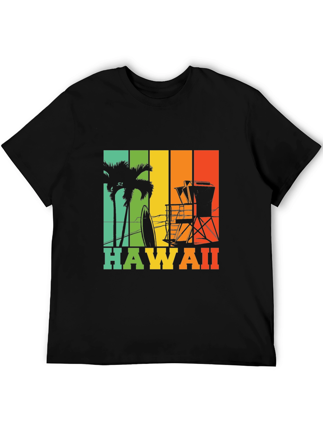 Hawaii Retro T-Shirt - Palm Tree Surf Design