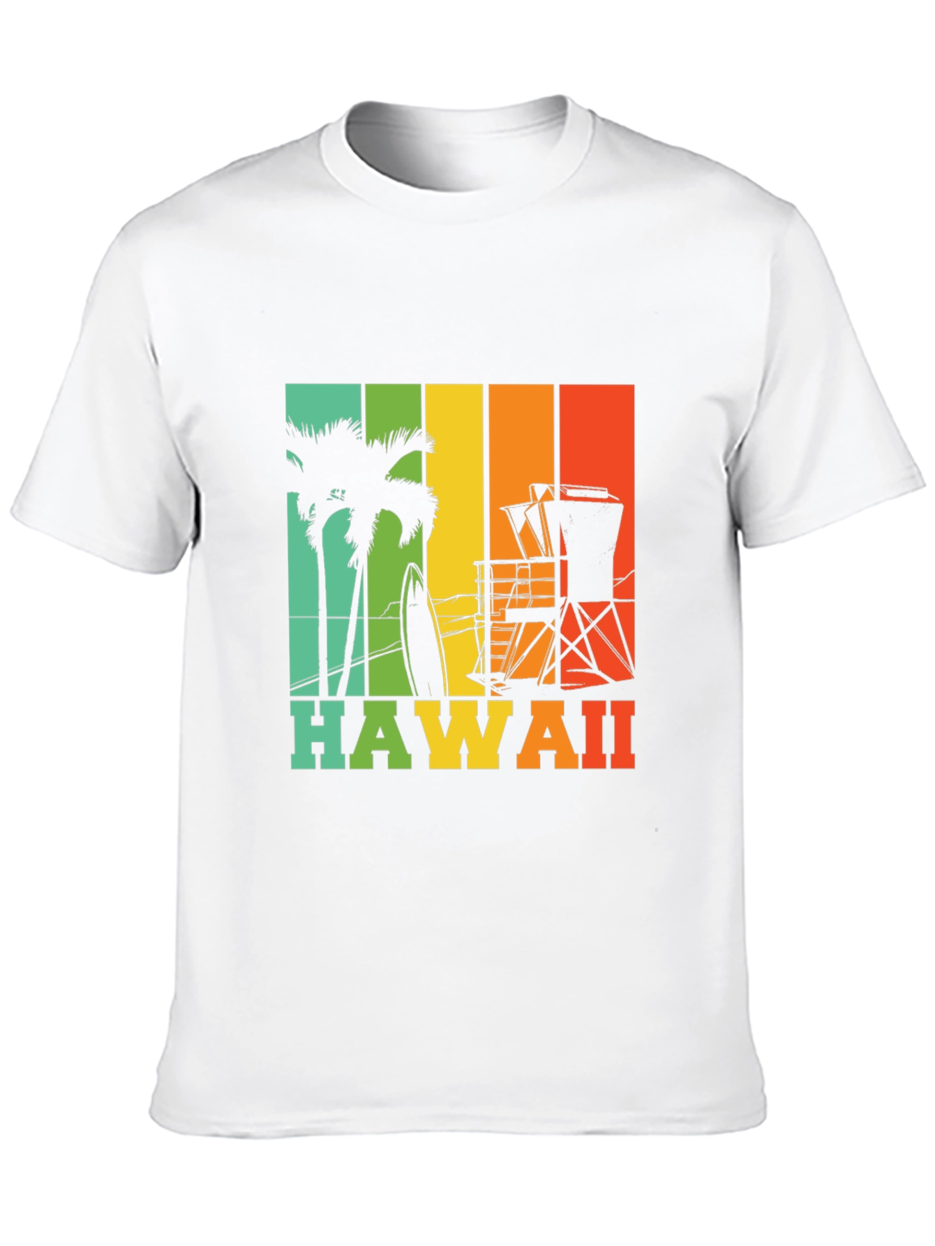Hawaii Retro T-Shirt - Palm Tree Surf Design