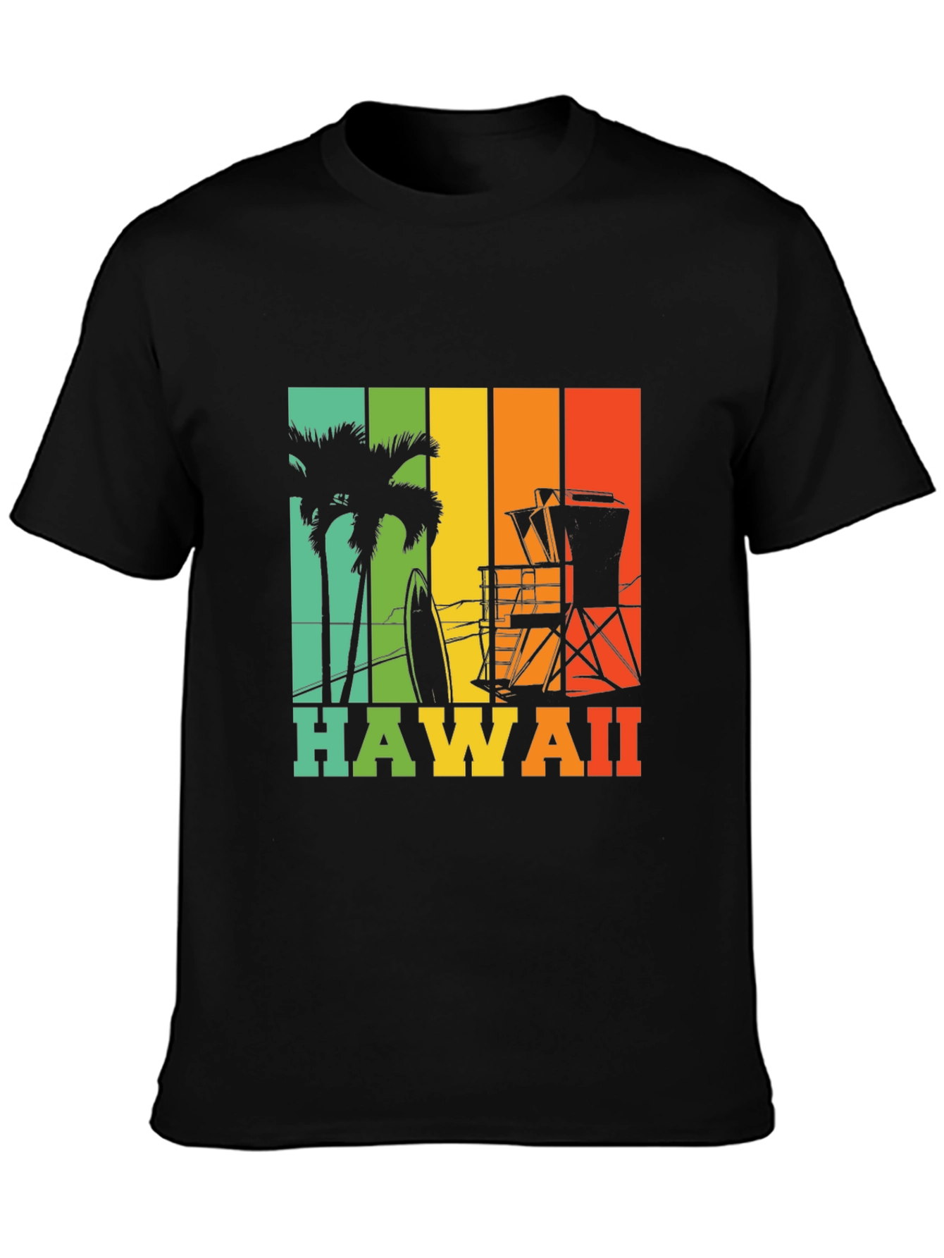 Hawaii Retro T-Shirt - Palm Tree Surf Design