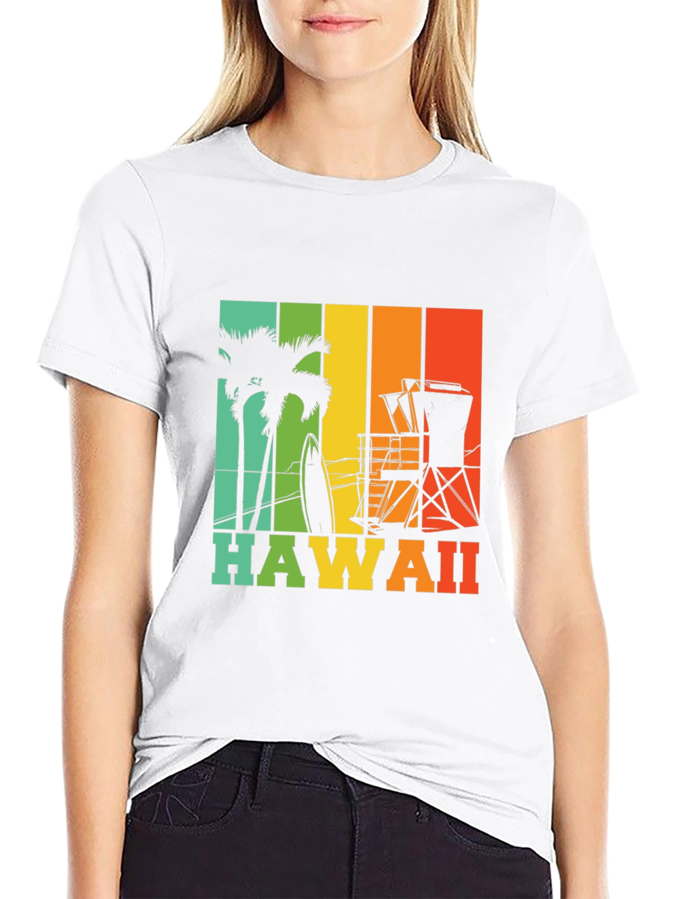 Hawaii Retro T-Shirt - Palm Tree Surf Design