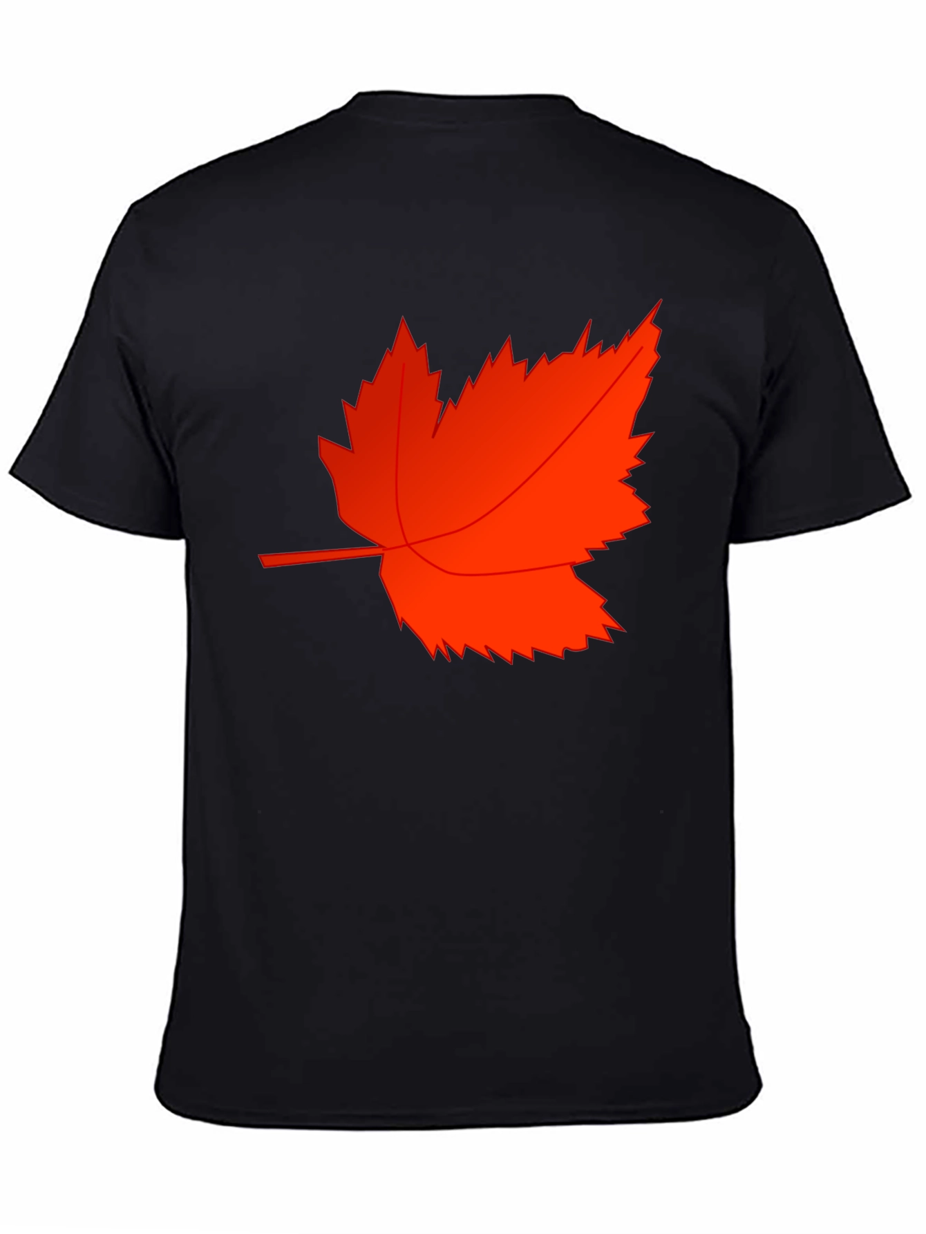 Mens Black T-Shirt with Red Maple Leaf Design