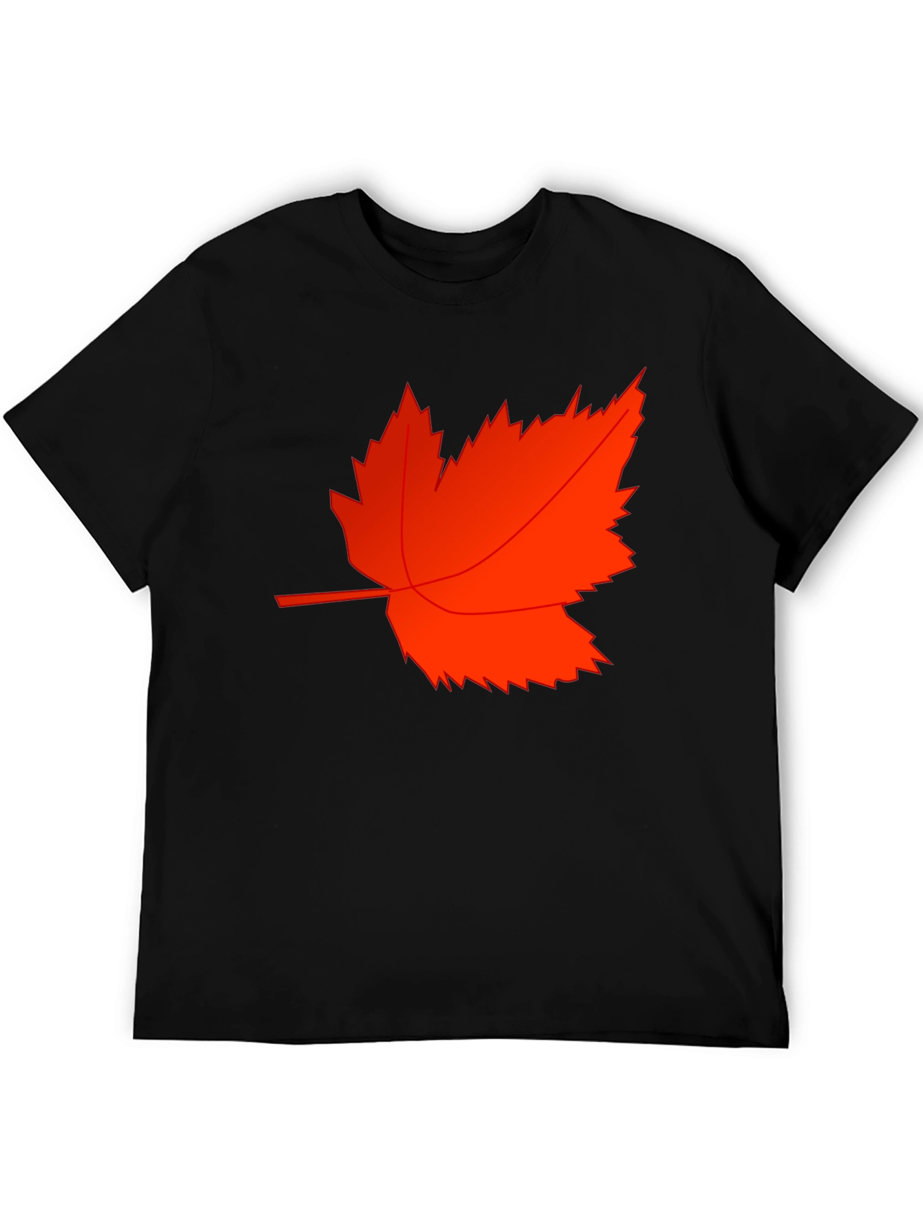 Mens Black T-Shirt with Red Maple Leaf Design