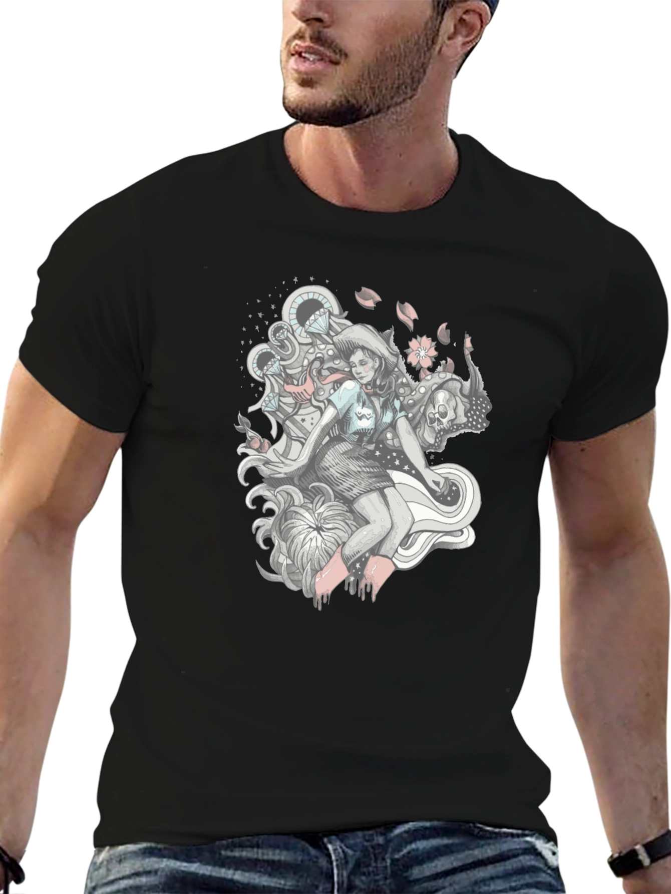 Graphic Print Tee - Edgy Fantasy Design