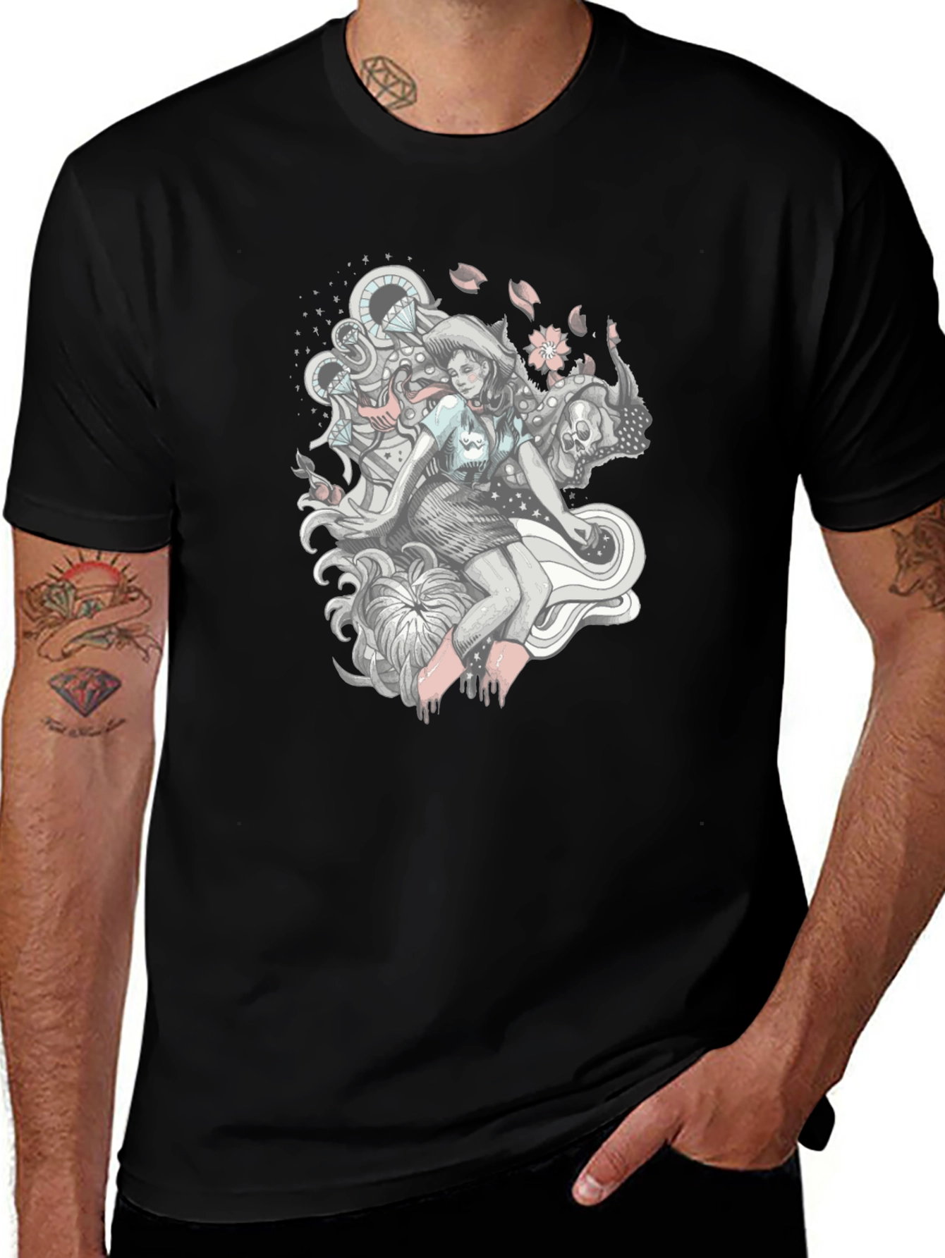 Graphic Print Tee - Edgy Fantasy Design