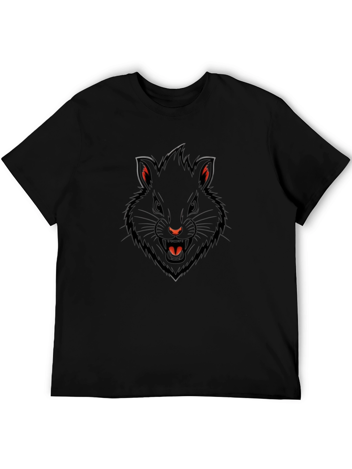 Mens Black T-Shirt with Fierce Rodent Graphic