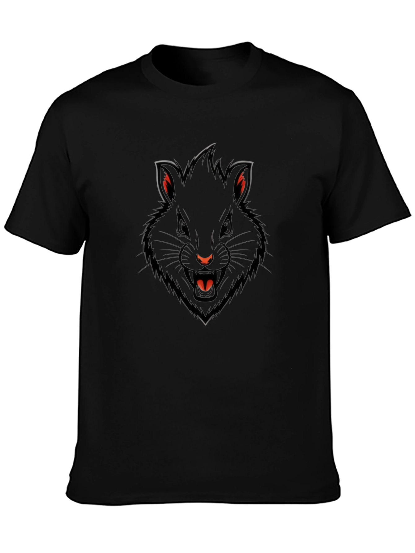 Mens Black T-Shirt with Fierce Rodent Graphic