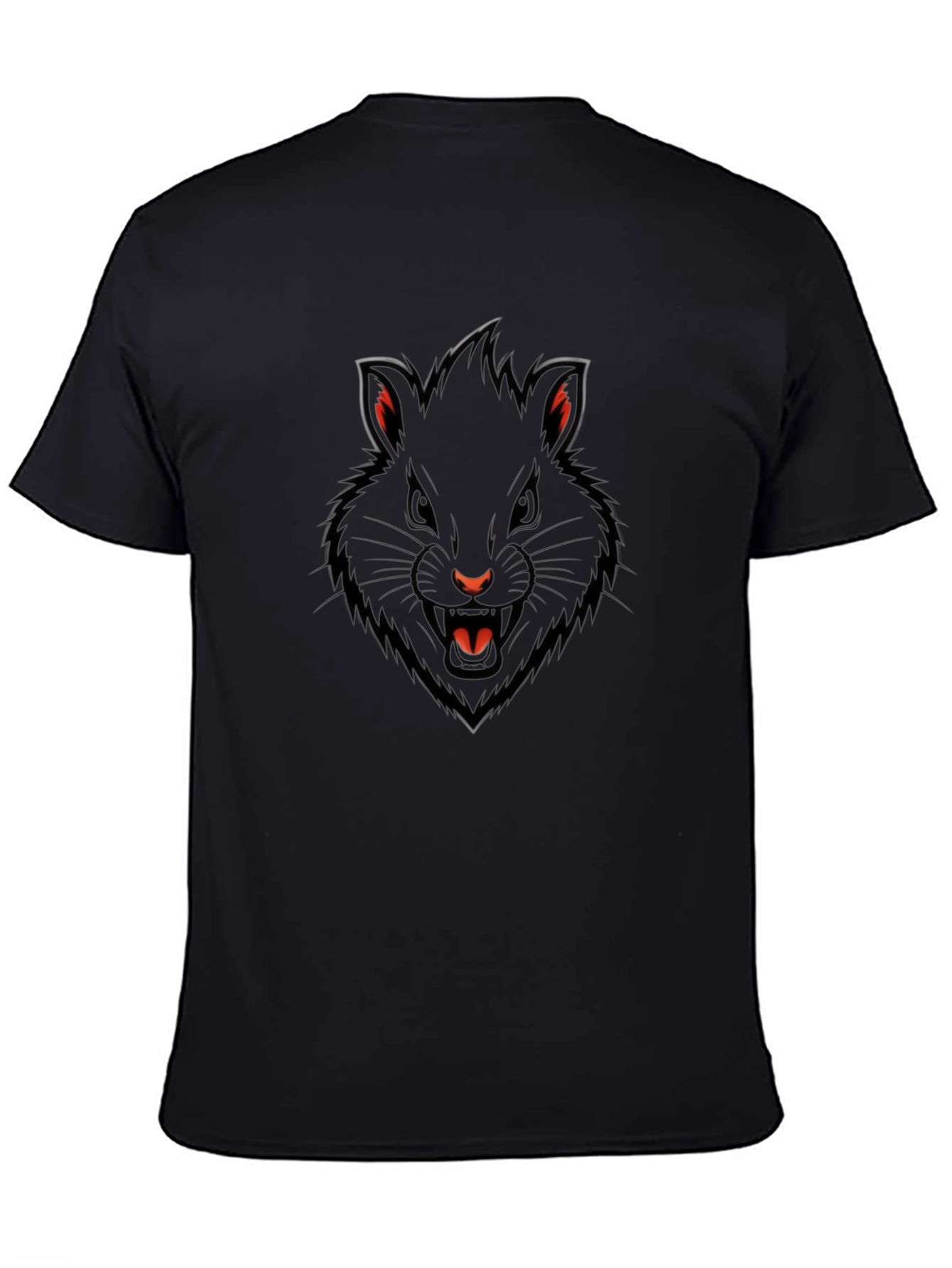 Mens Black T-Shirt with Fierce Rodent Graphic