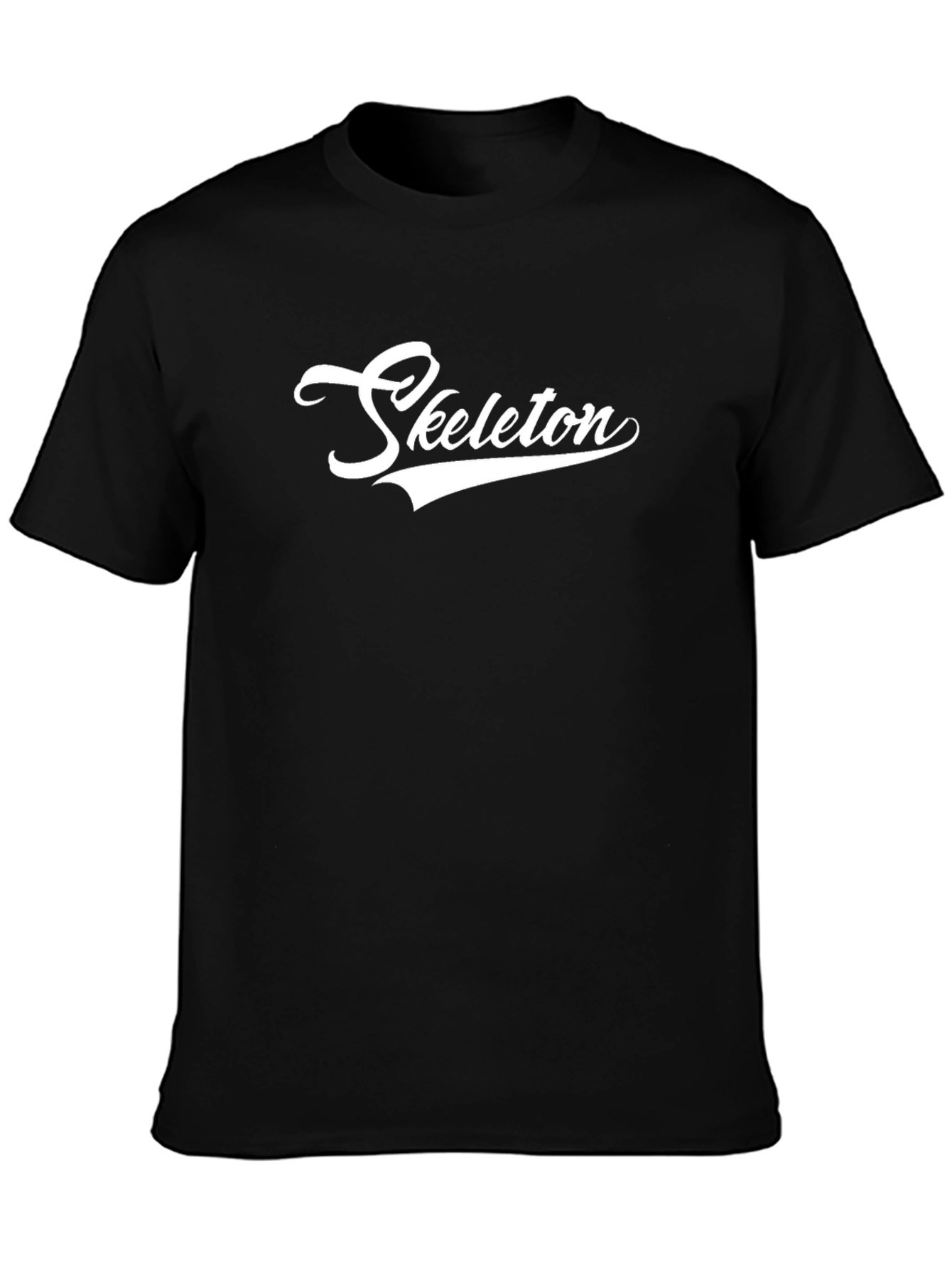 Black T-Shirt with White Skeleton Script