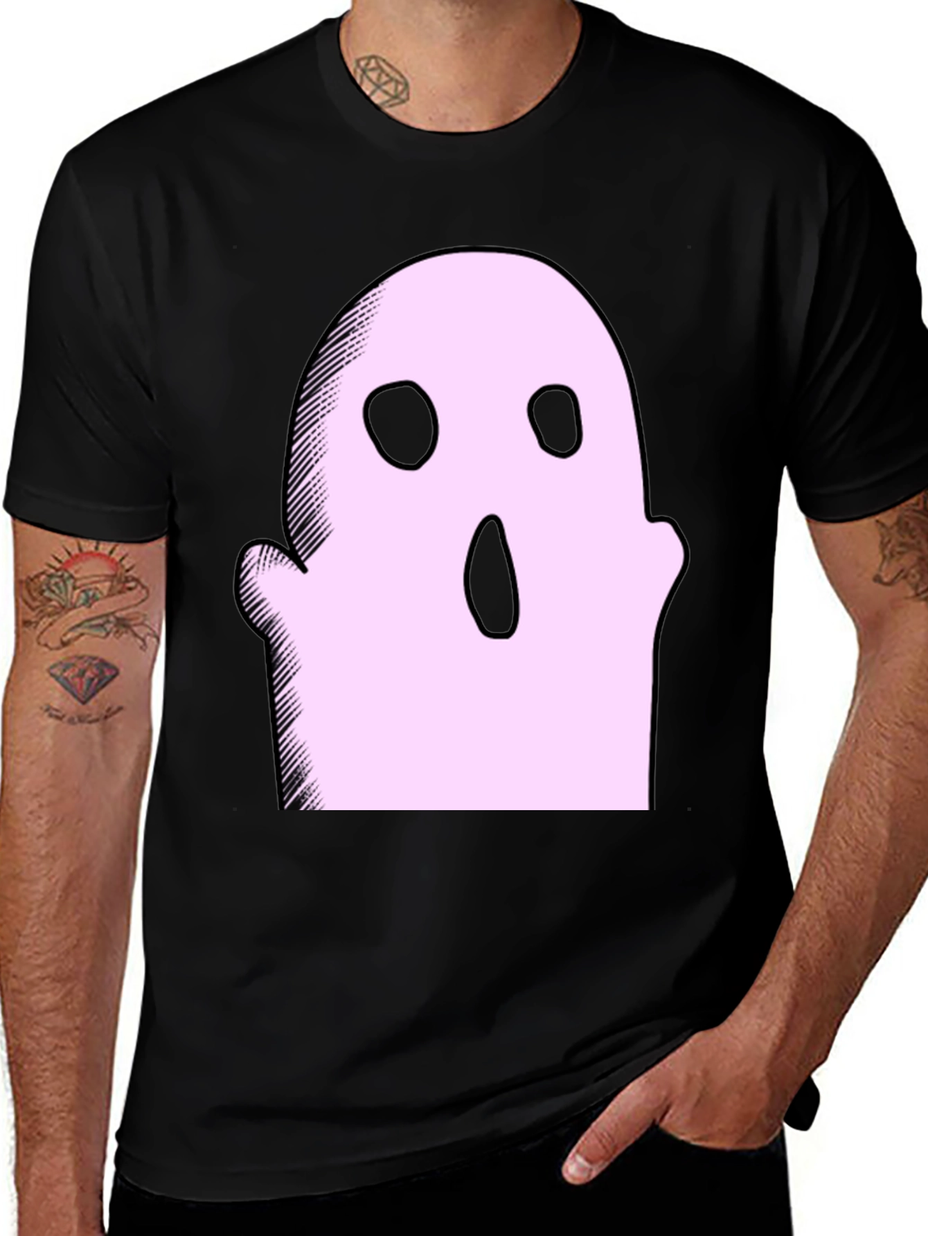 Spooky Ghost Graphic Tee - Halloween Style