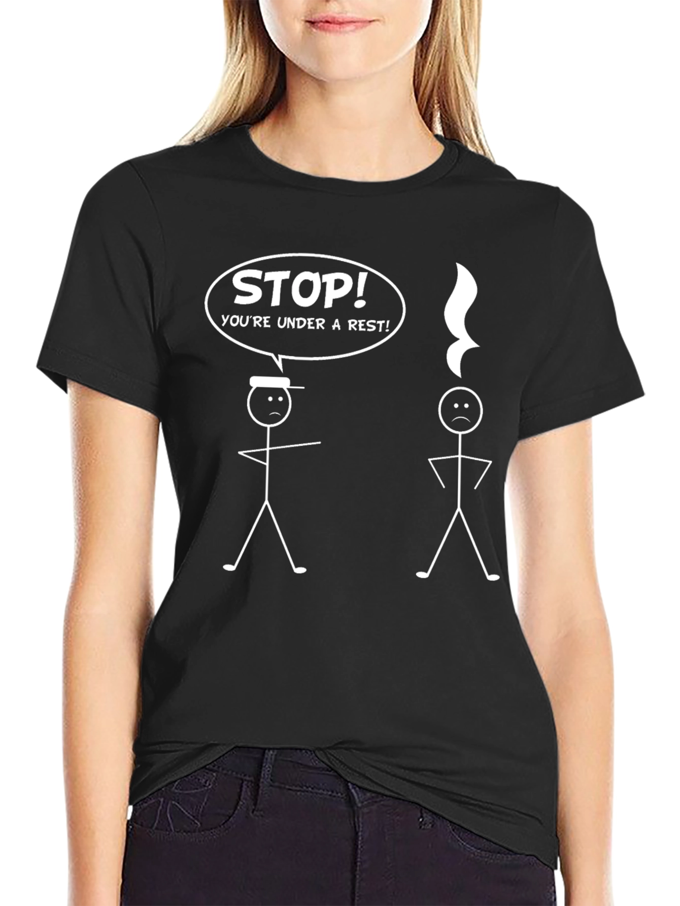 Musical Pun Black T-Shirt - Youre Under a Rest