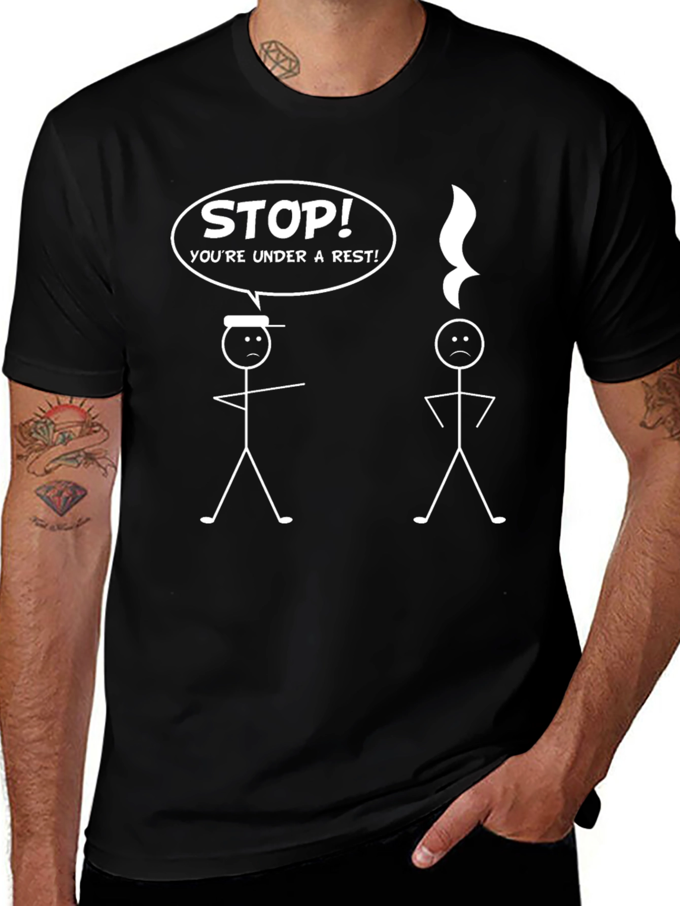 Musical Pun Black T-Shirt - Youre Under a Rest