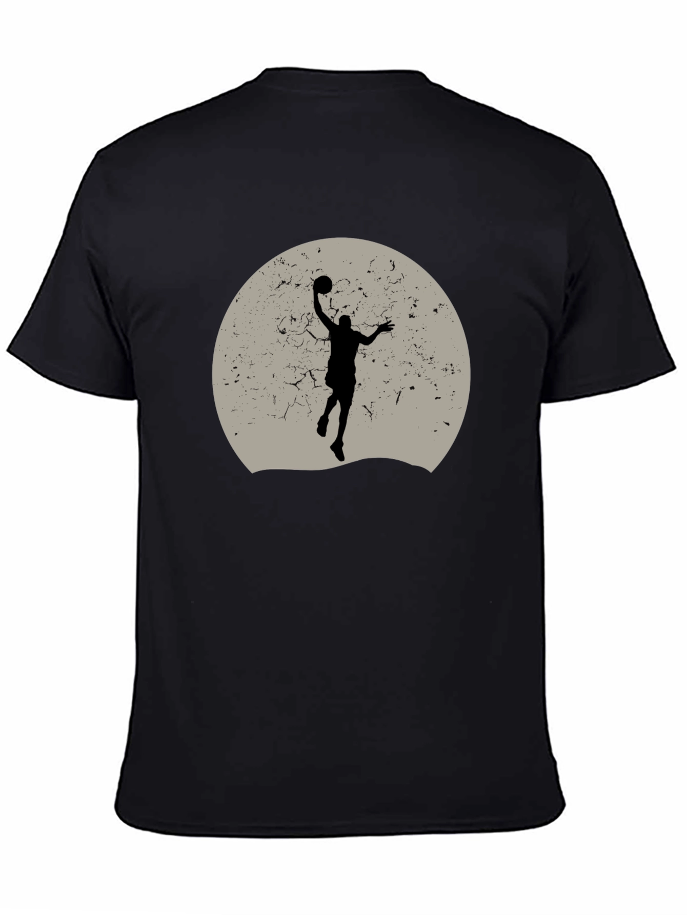 Basketball Silhouette Graphic Tee - Black Cotton Blend