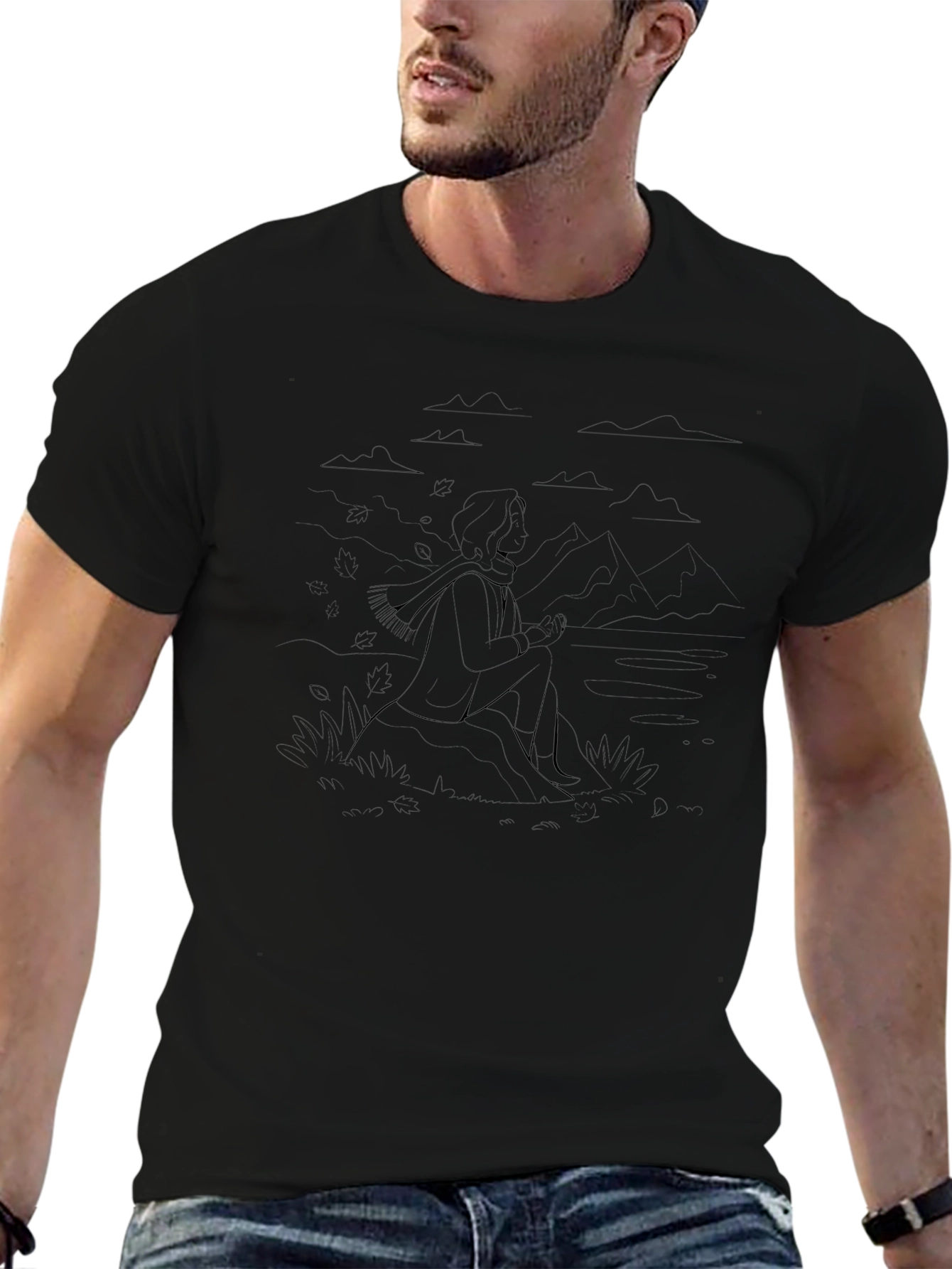 Minimalist Line Art Tee - Contemplative Design
