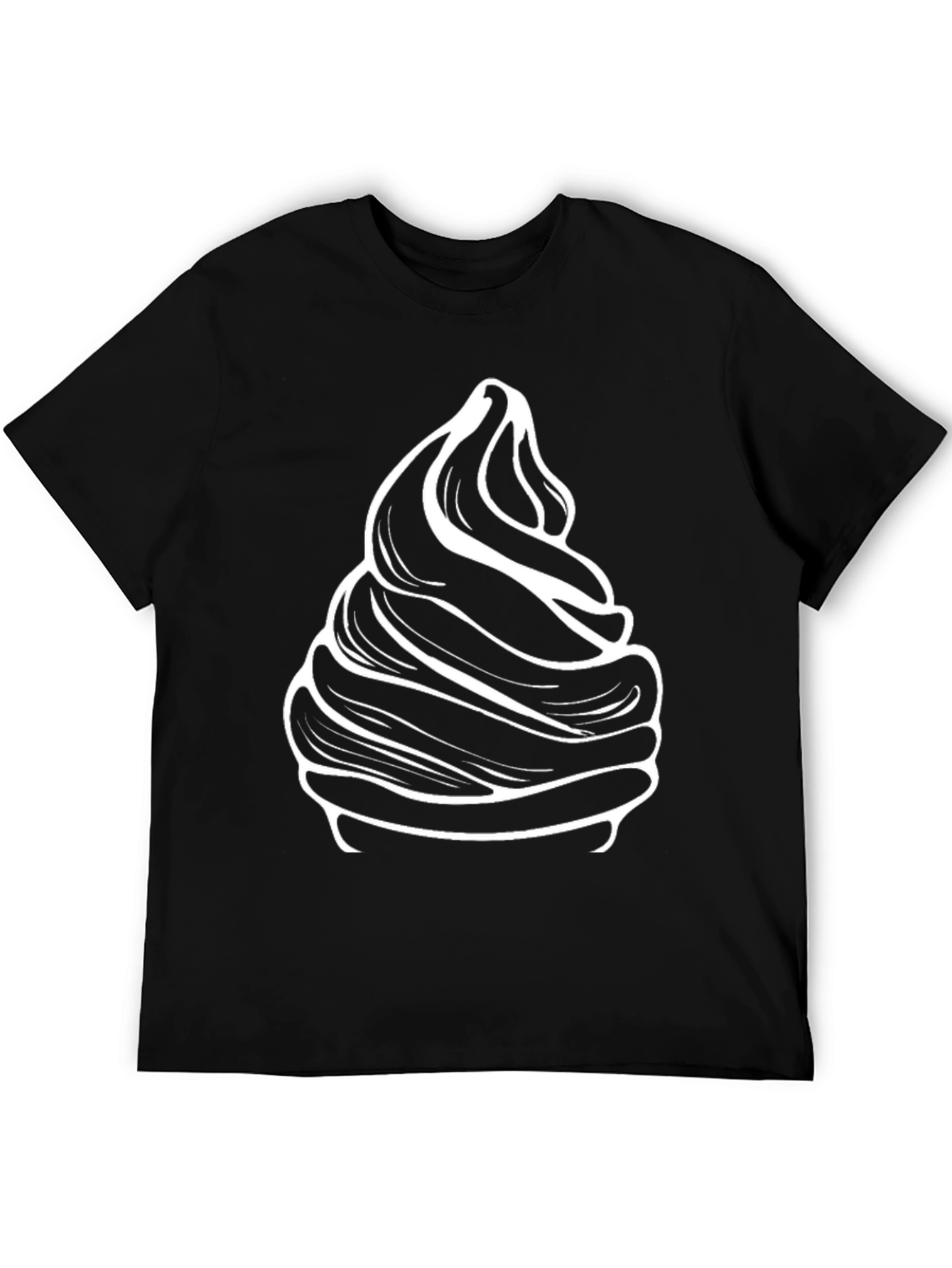Swirl Ice Cream Graphic Tee - Black Cotton Blend