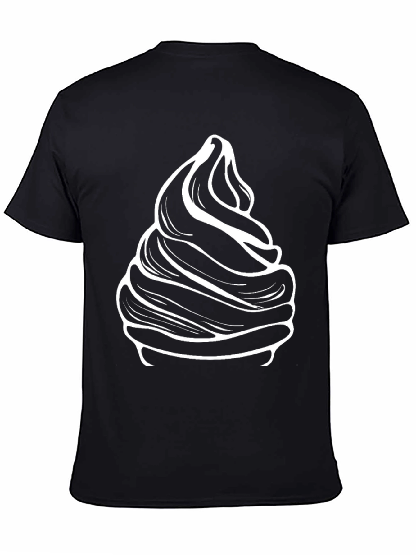 Swirl Ice Cream Graphic Tee - Black Cotton Blend