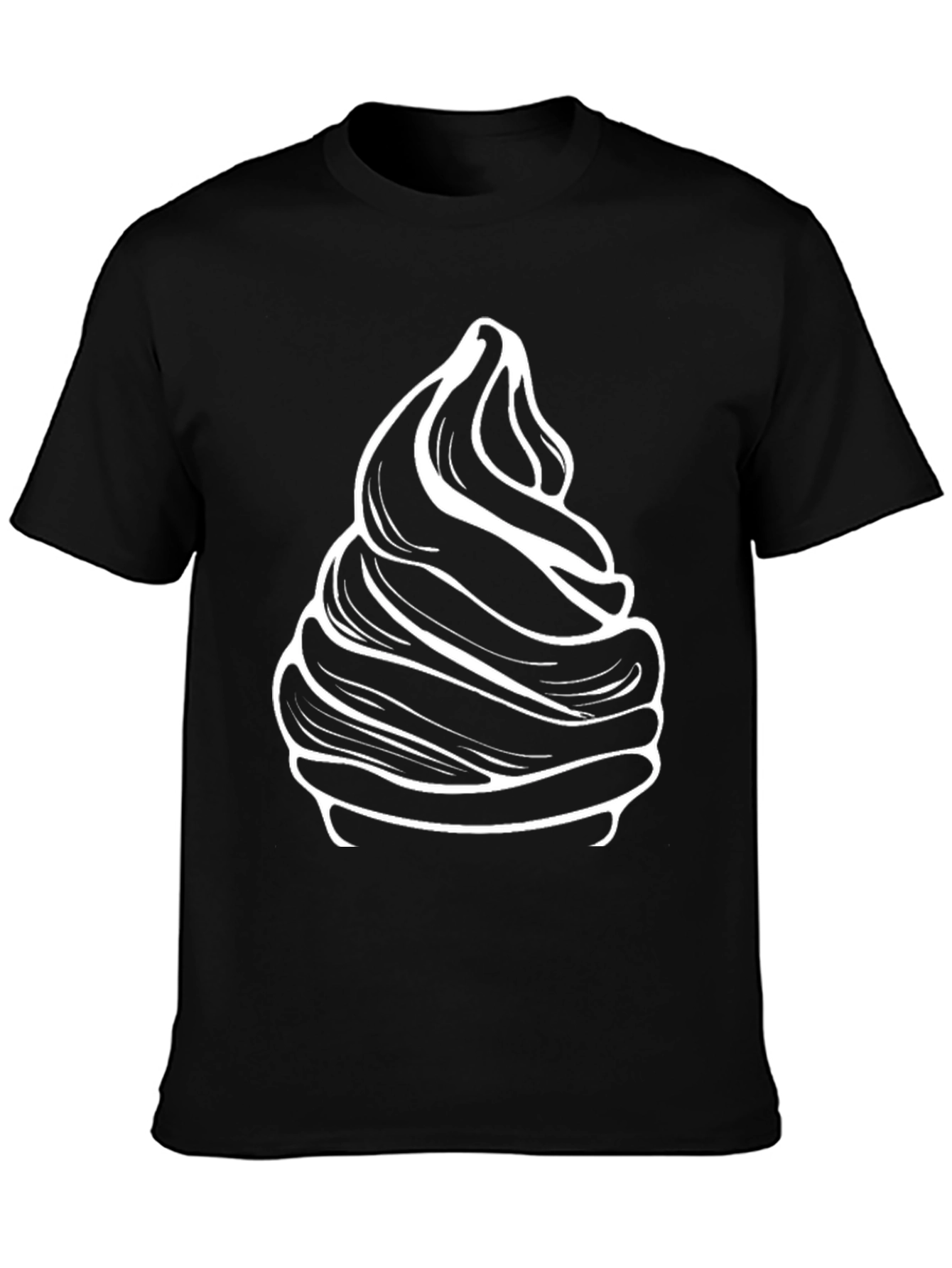 Swirl Ice Cream Graphic Tee - Black Cotton Blend