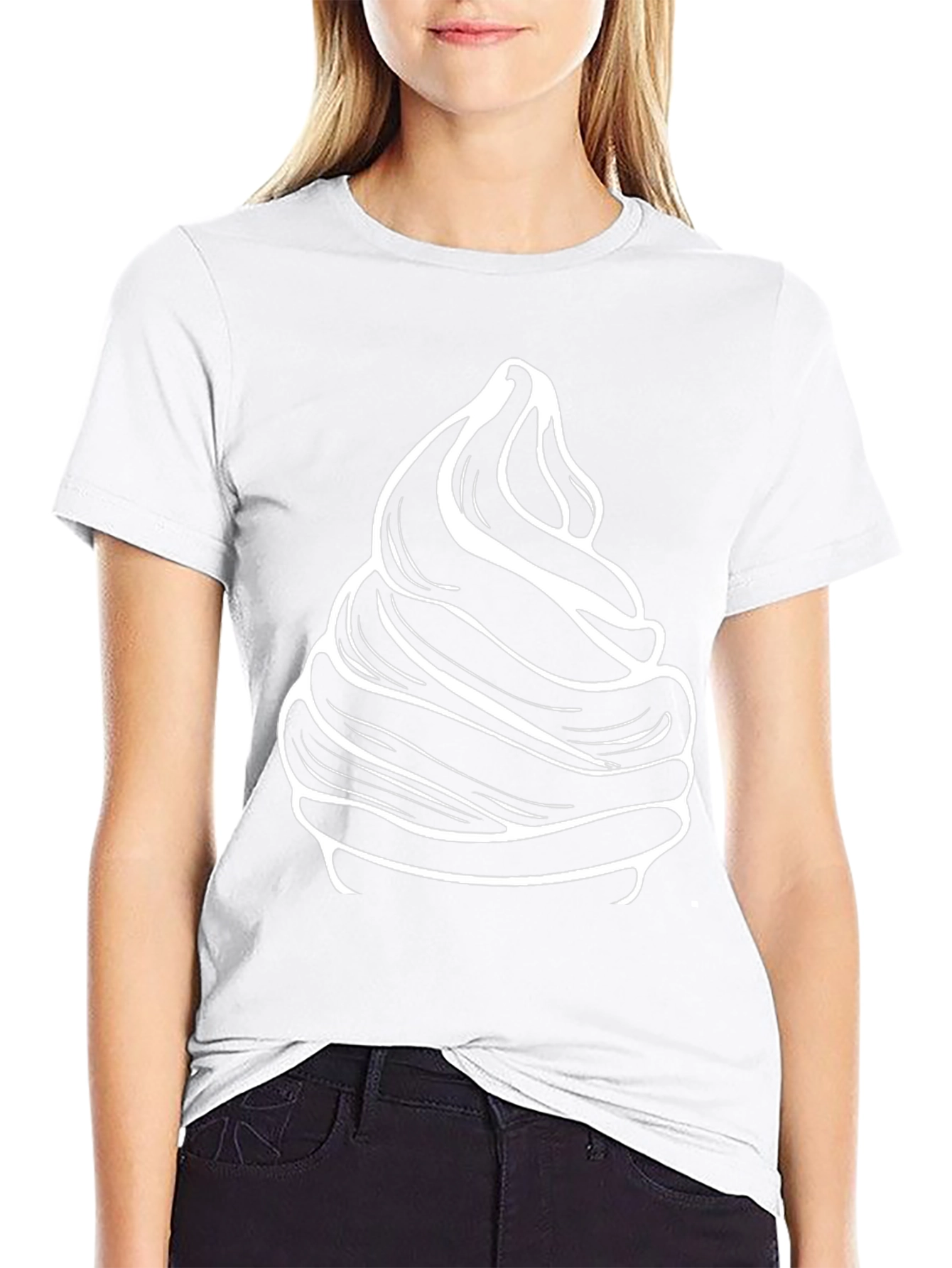Swirl Ice Cream Graphic Tee - Black Cotton Blend