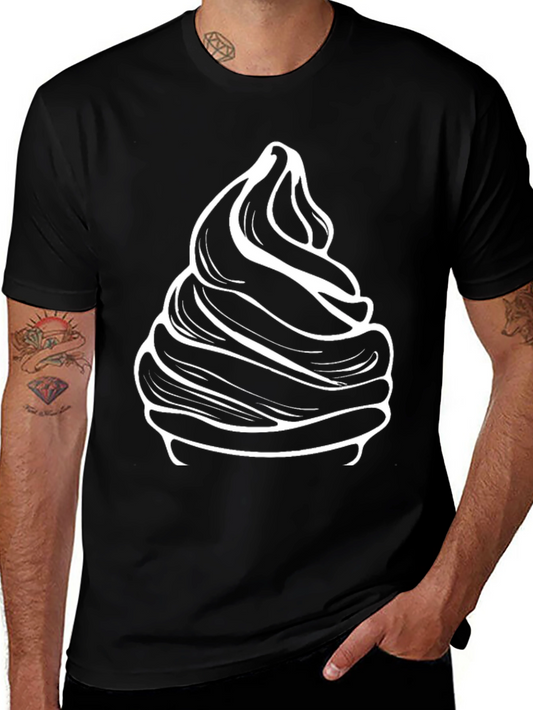 Swirl Ice Cream Graphic Tee - Black Cotton Blend