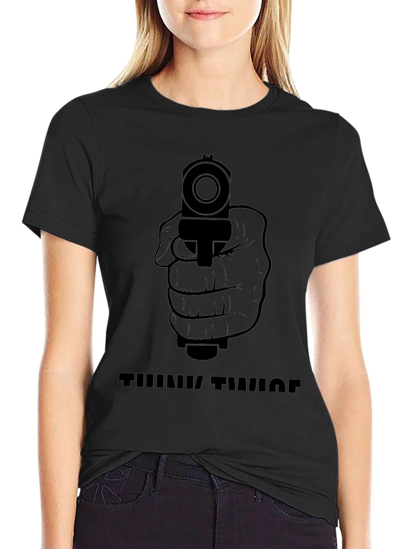 Think Twice Graphic Tee - Mens Crew Neck T-Shirt