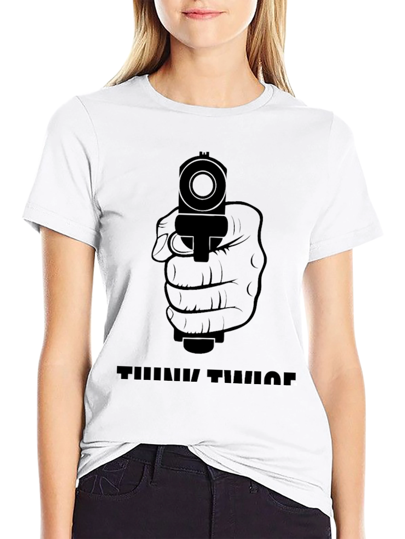 Think Twice Graphic Tee - Mens Crew Neck T-Shirt