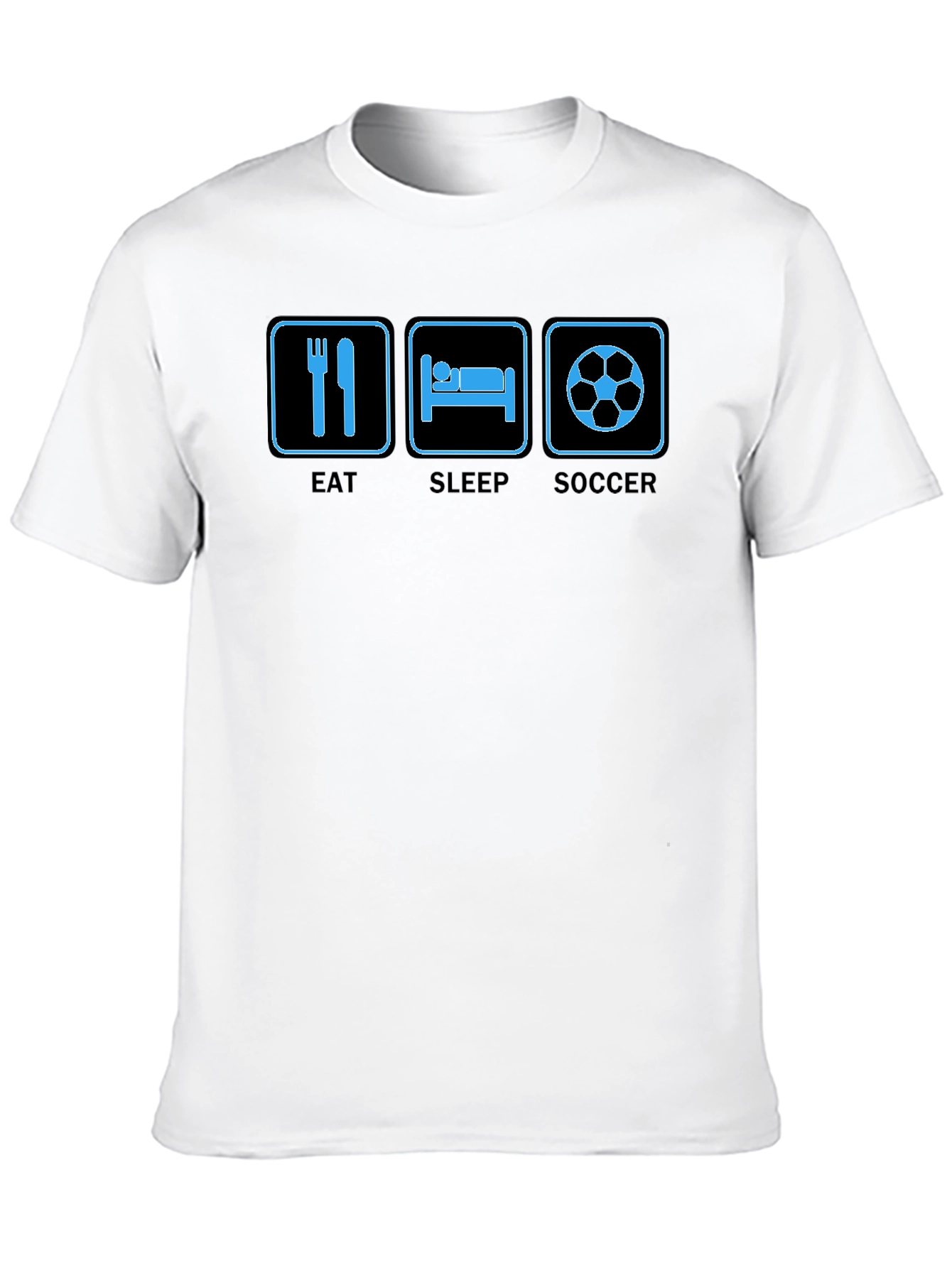 Eat Sleep Soccer Graphic Tee - Black Cotton T-Shirt