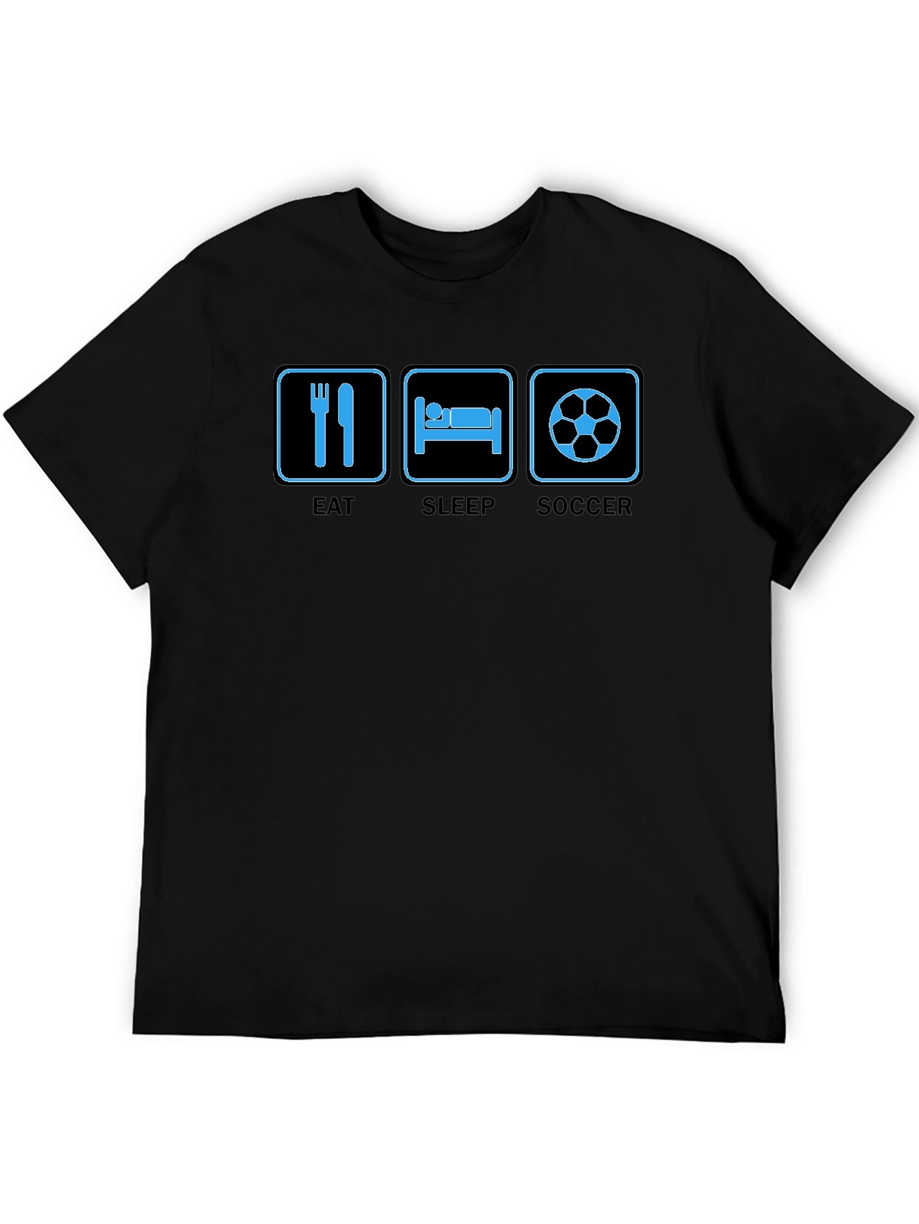 Eat Sleep Soccer Graphic Tee - Black Cotton T-Shirt