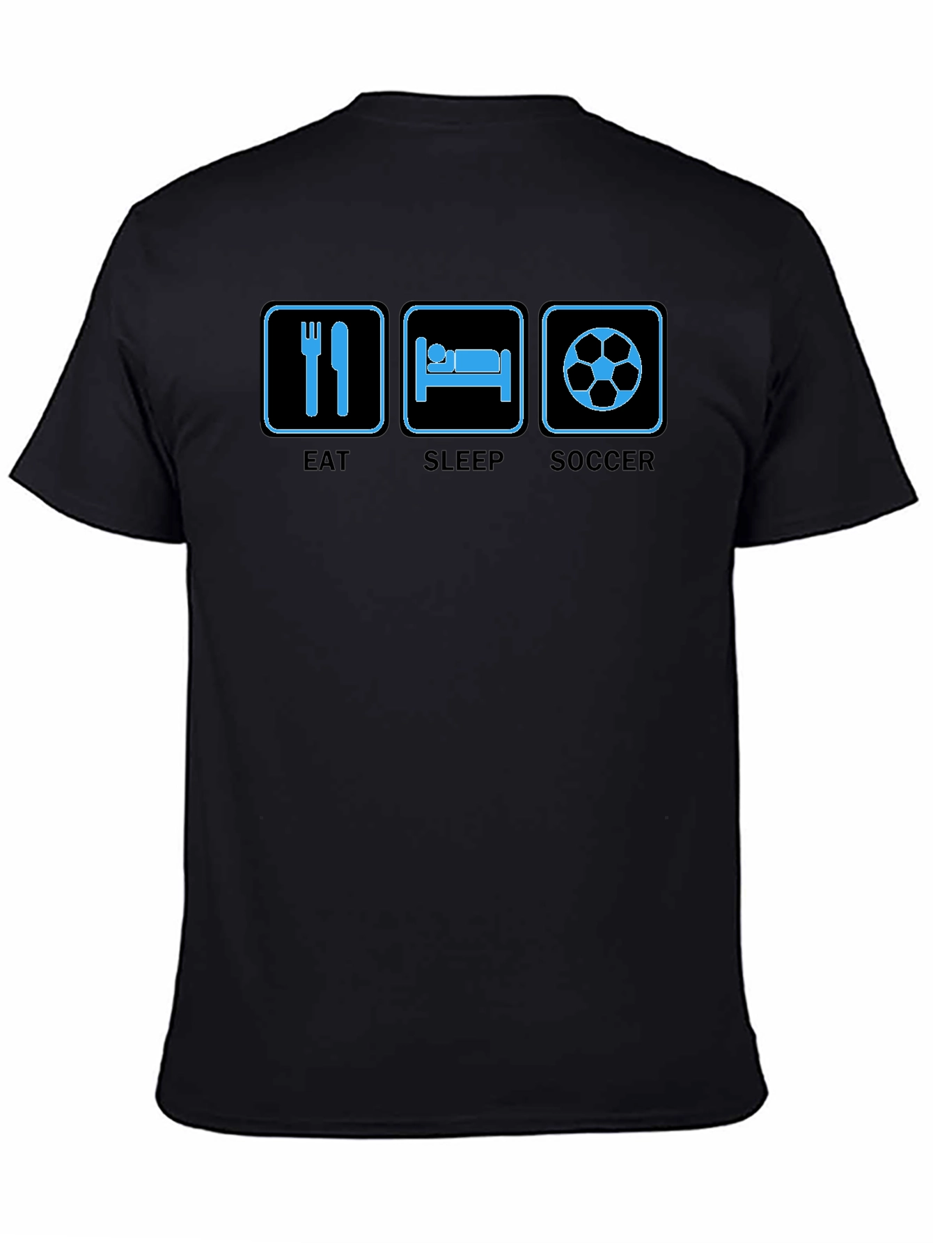Eat Sleep Soccer Graphic Tee - Black Cotton T-Shirt