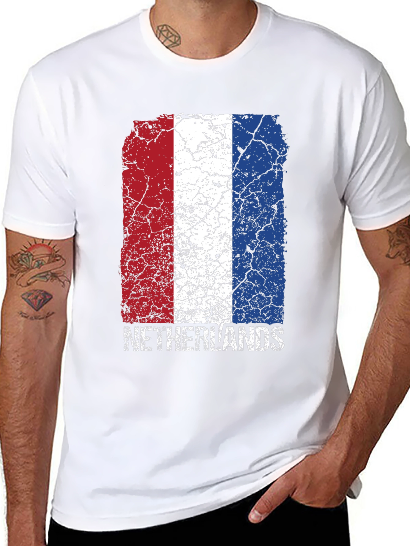 Netherlands Flag Graphic T-Shirt - Black