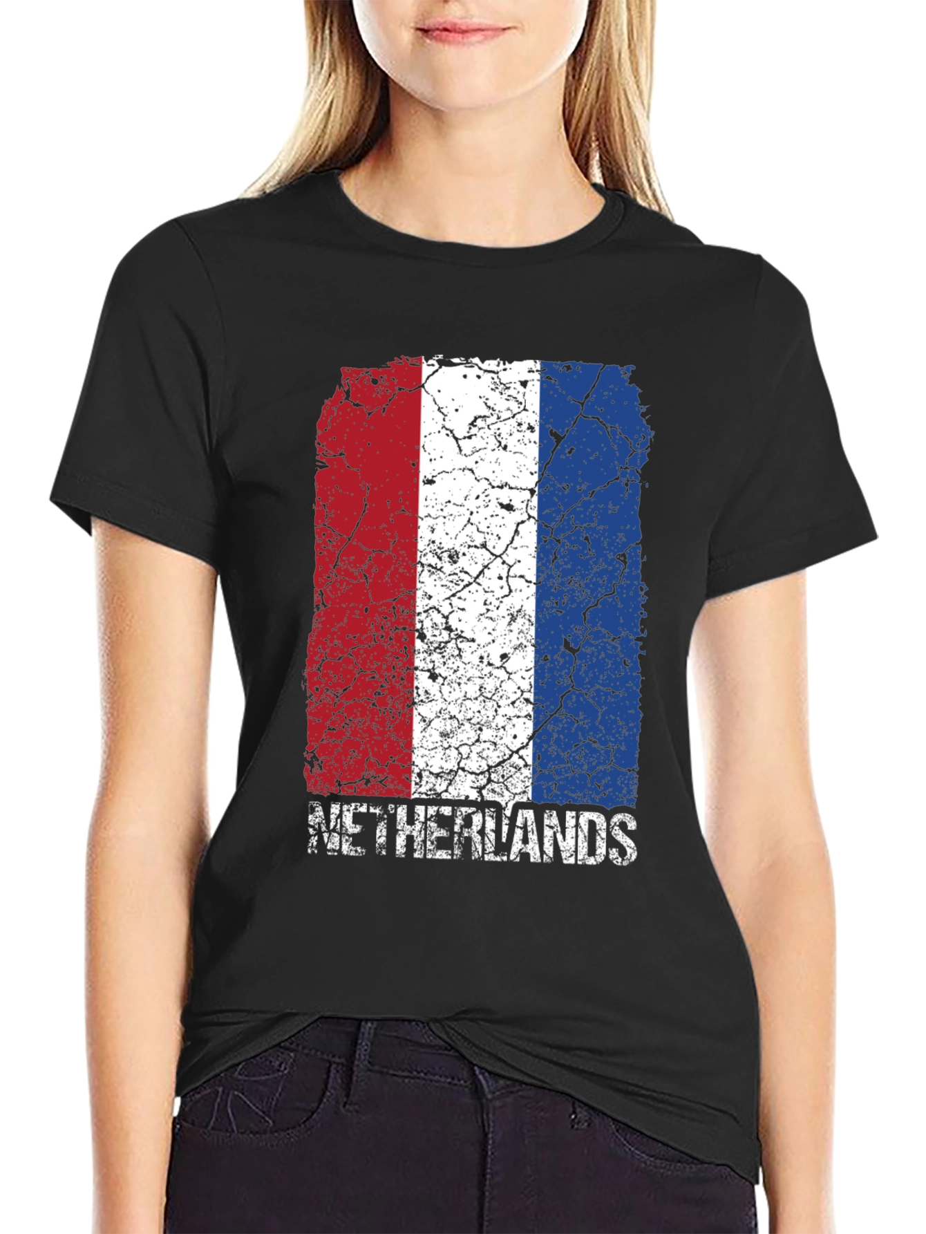 Netherlands Flag Graphic T-Shirt - Black