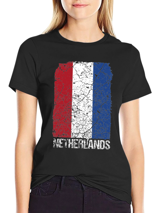 Netherlands Flag Graphic T-Shirt - Black