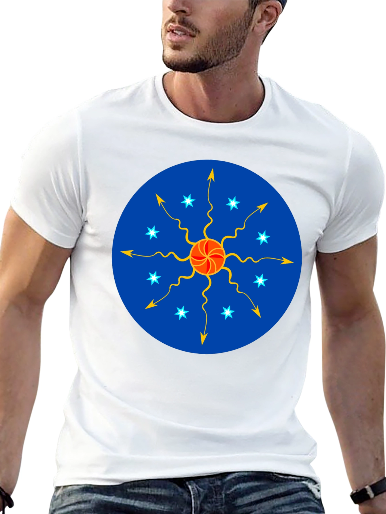 Unique Sun Starburst Design T-Shirt
