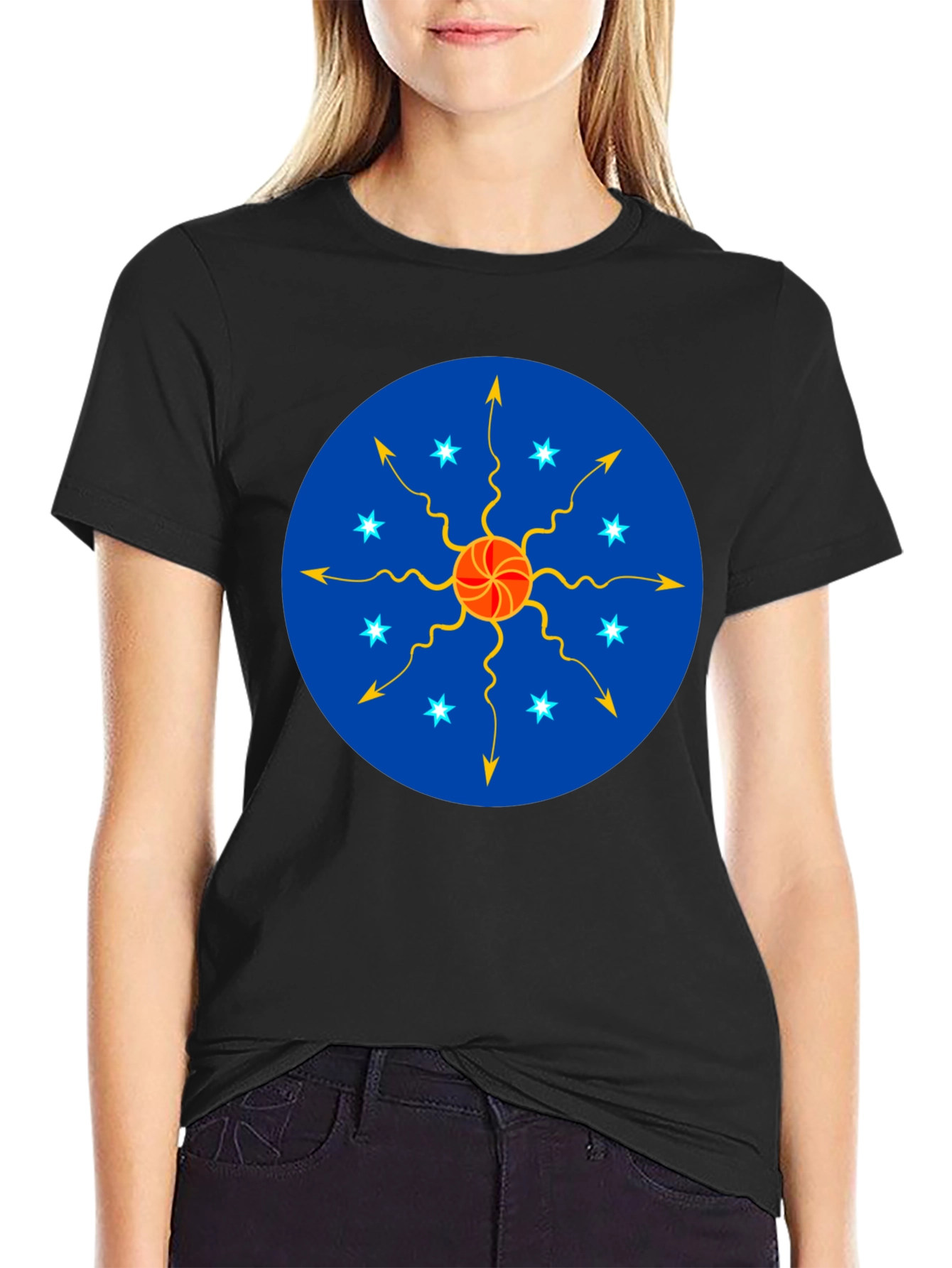 Unique Sun Starburst Design T-Shirt