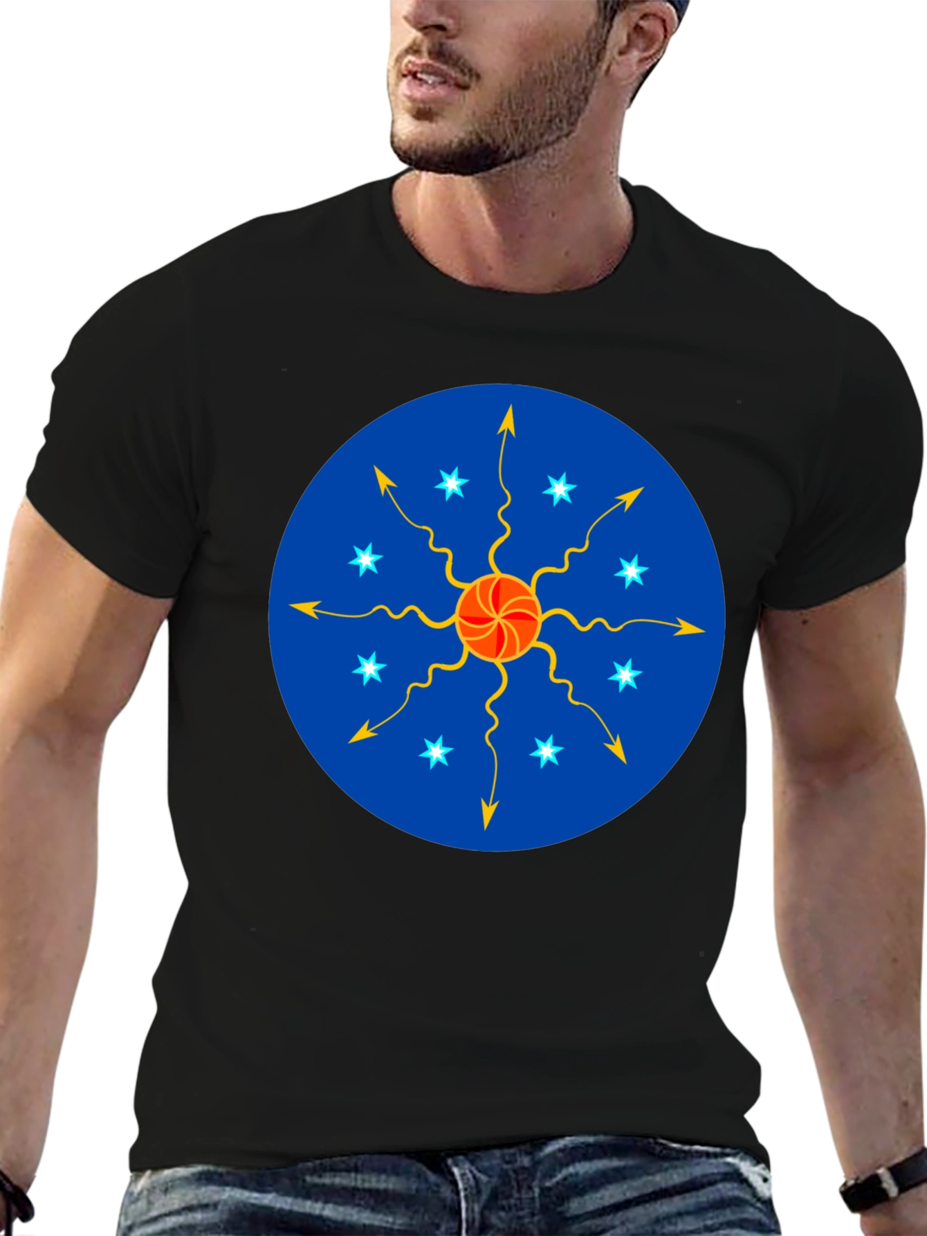 Unique Sun Starburst Design T-Shirt