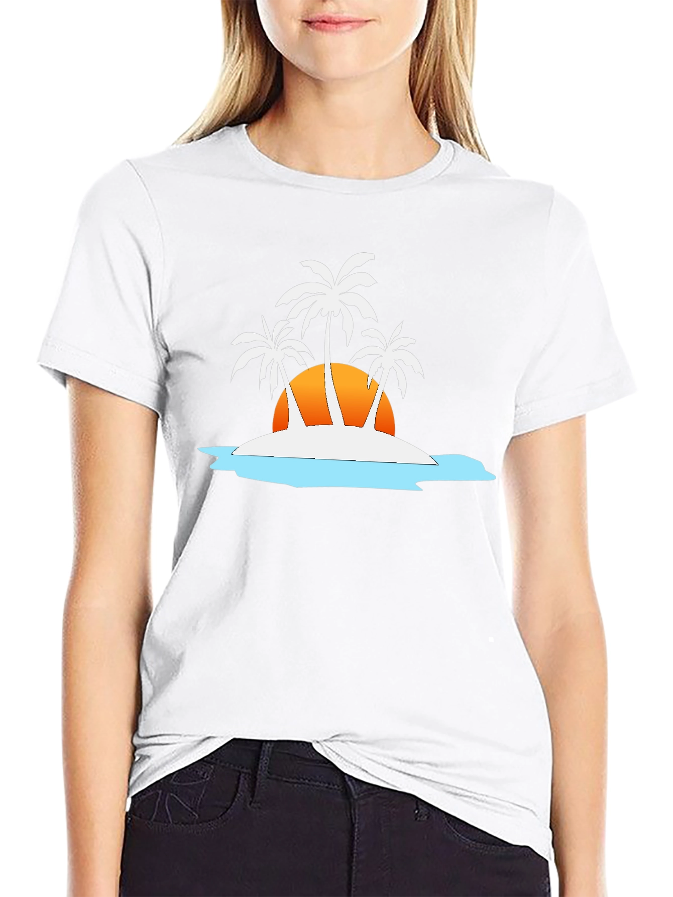 Tropical Island T-Shirt - Sunset Palm Tree Design