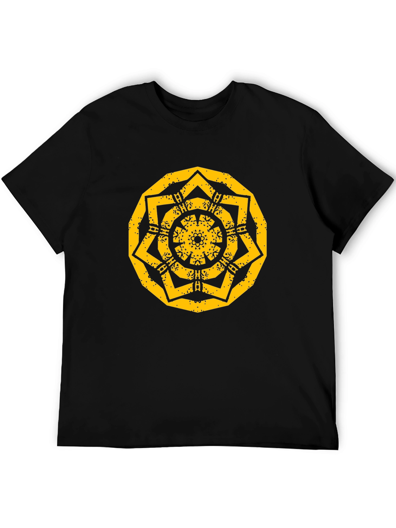 Geometric Mandala Graphic Print Black T-Shirt