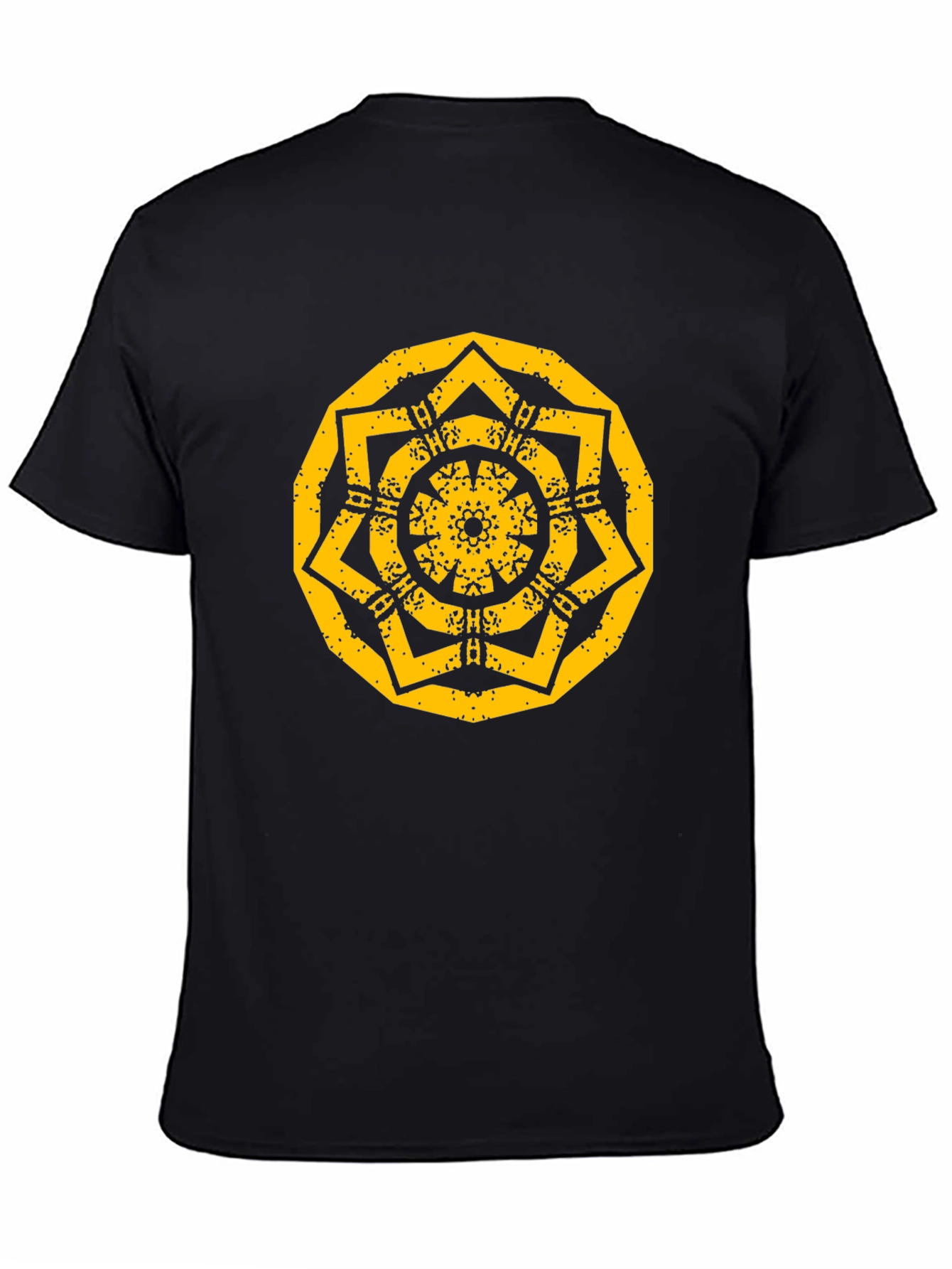 Geometric Mandala Graphic Print Black T-Shirt
