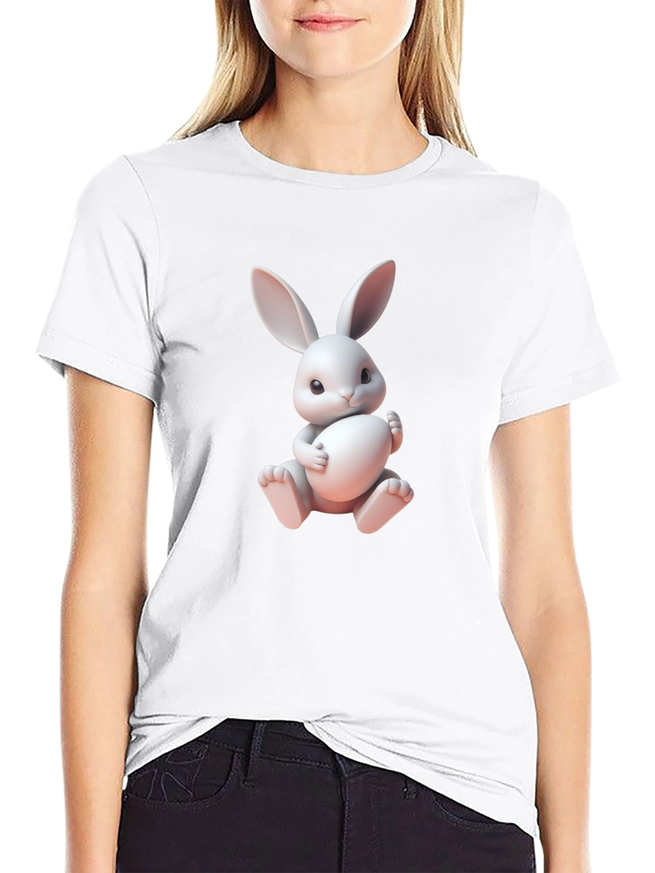 Cute Bunny Graphic Tee - Soft Cotton Blend
