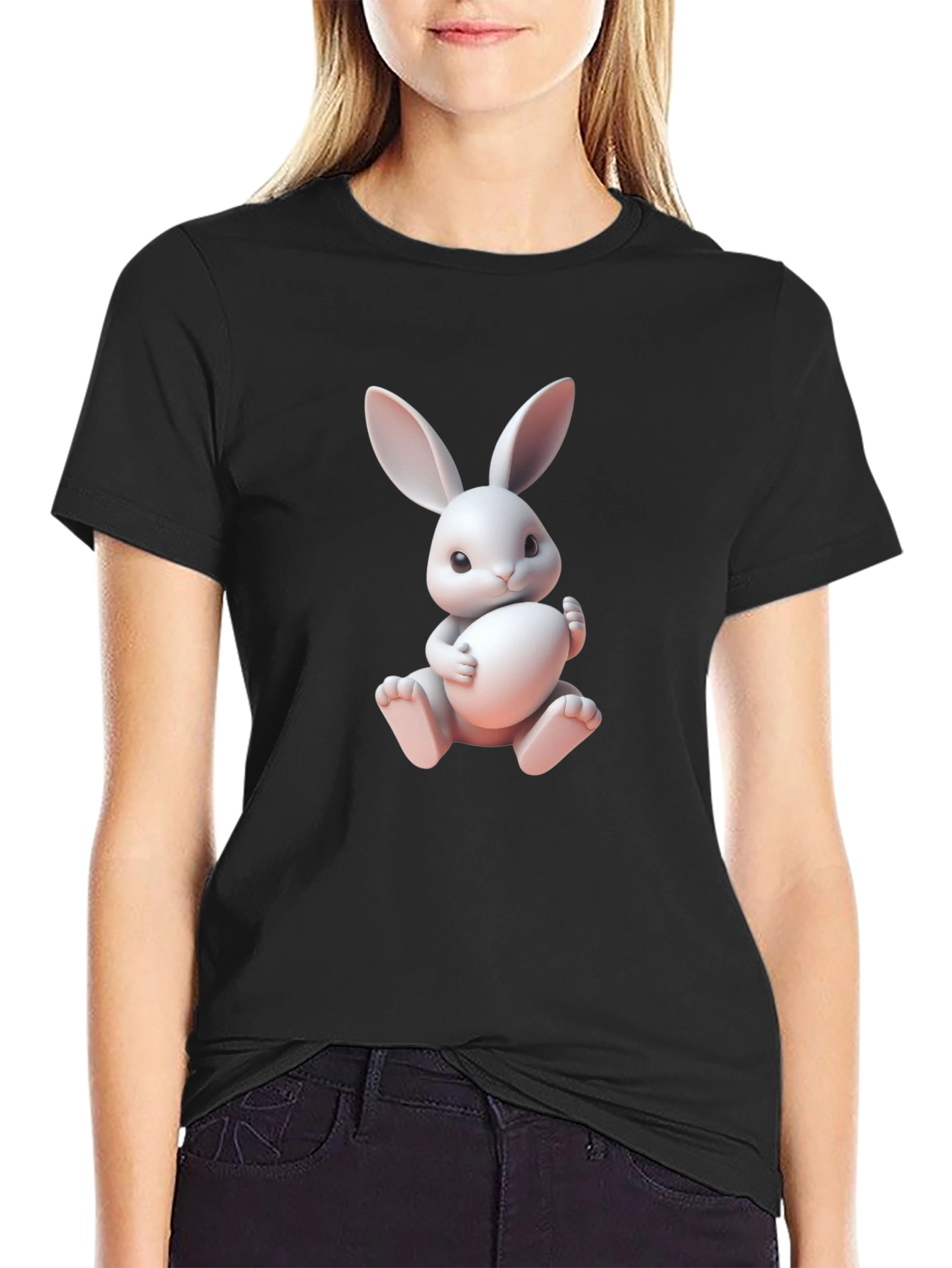 Cute Bunny Graphic Tee - Soft Cotton Blend