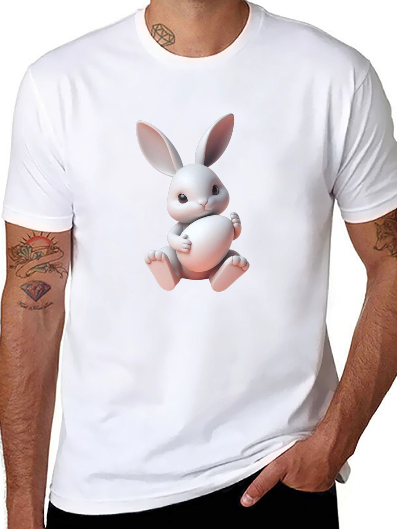 Cute Bunny Graphic Tee - Soft Cotton Blend
