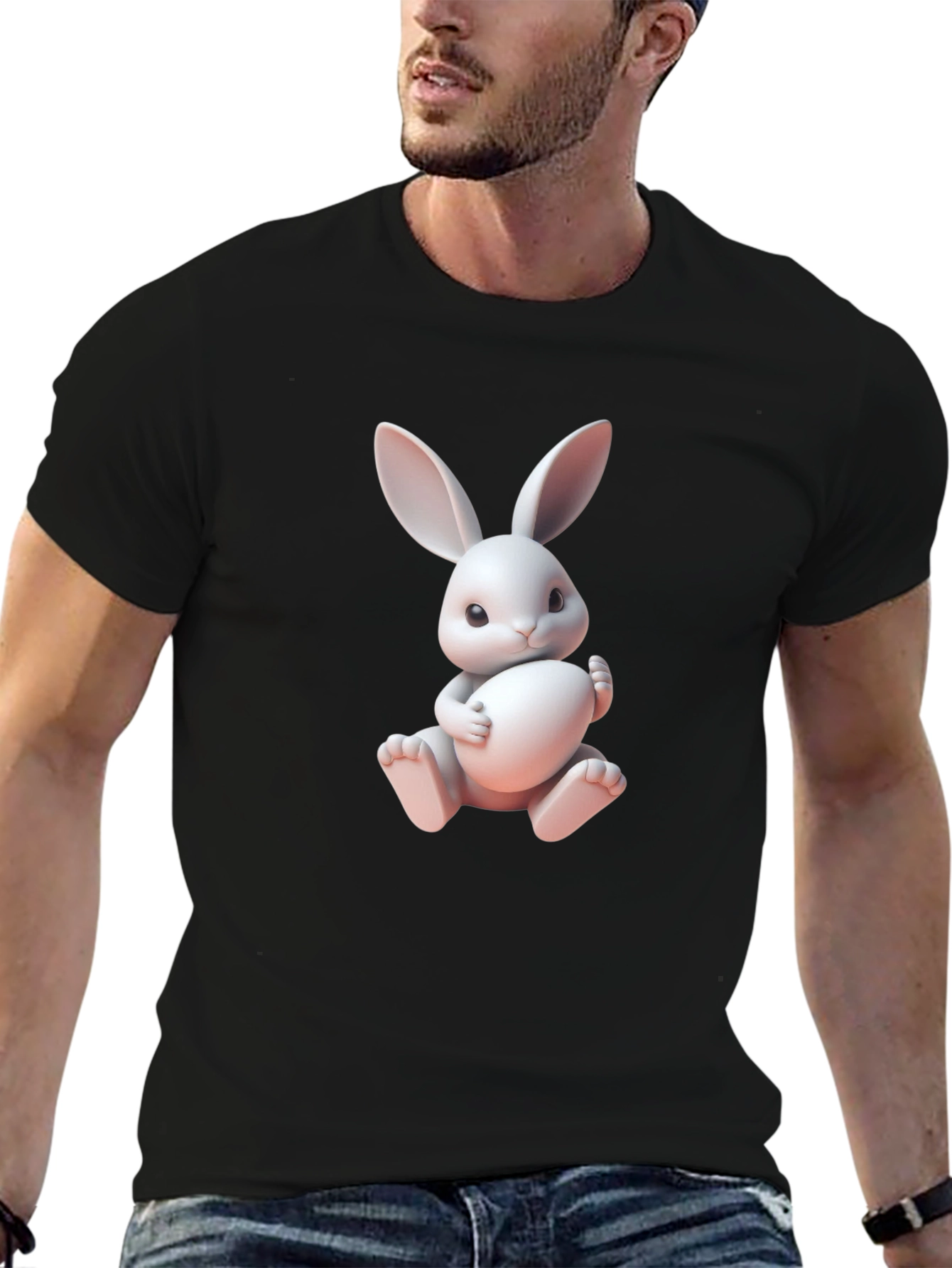 Cute Bunny Graphic Tee - Soft Cotton Blend