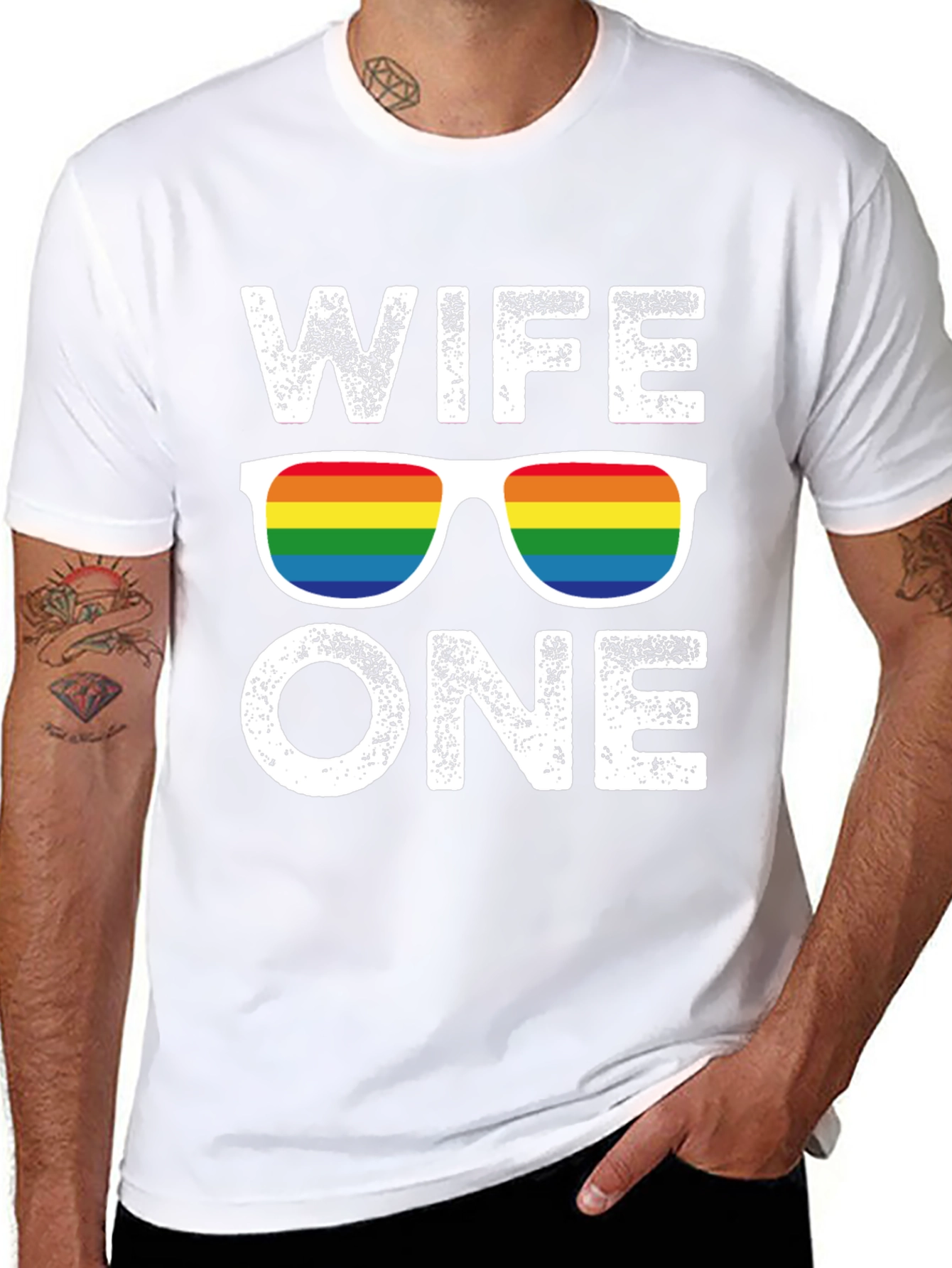 Wife One LGBTQ Rainbow Graphic T-Shirt