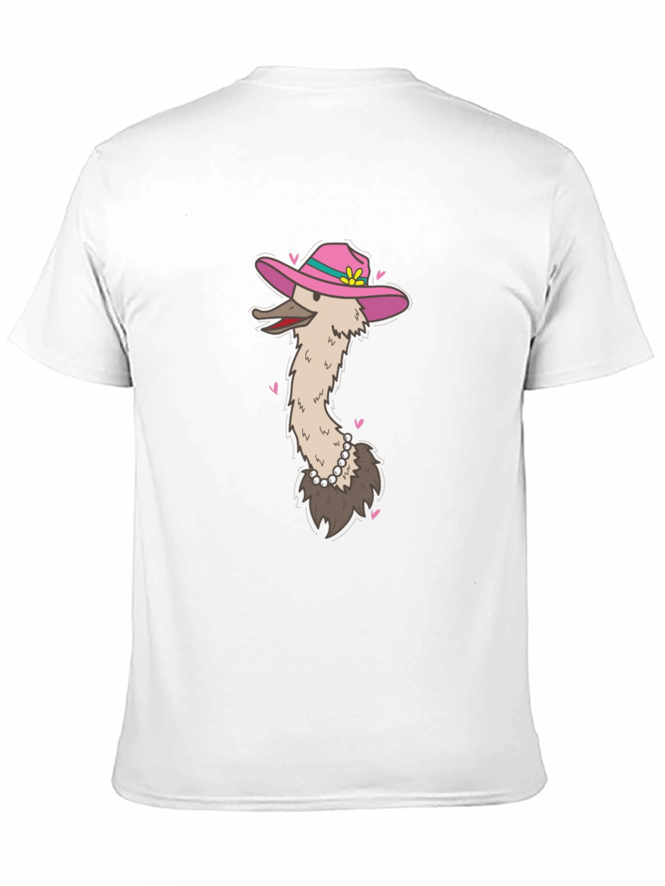 Ostrich in Hat Graphic Tee - Black Cotton T-Shirt