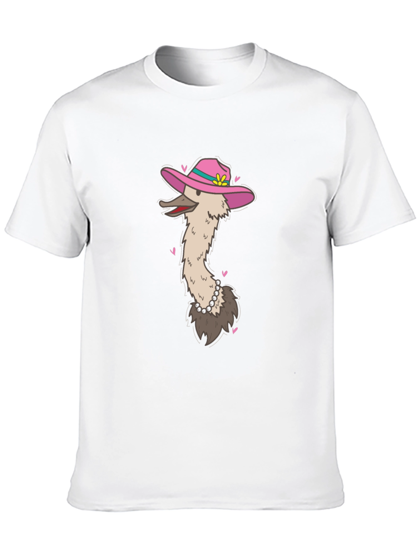 Ostrich in Hat Graphic Tee - Black Cotton T-Shirt