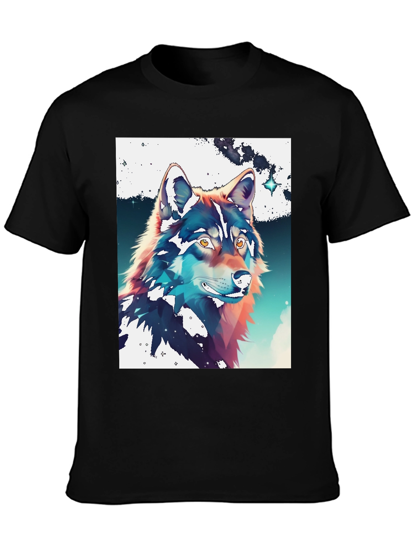 Wolf Graphic Print Crew Neck Tee