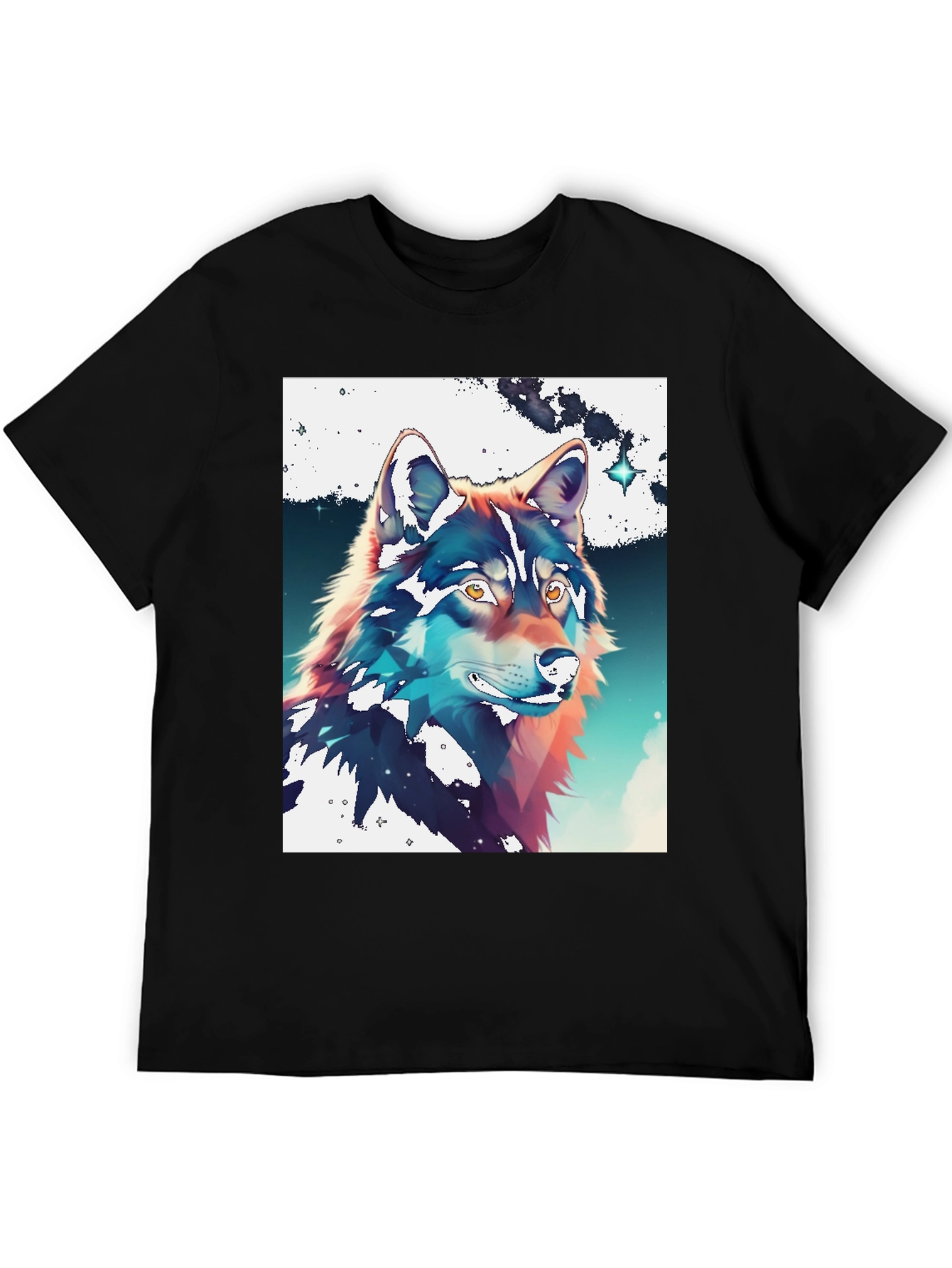Wolf Graphic Print Crew Neck Tee
