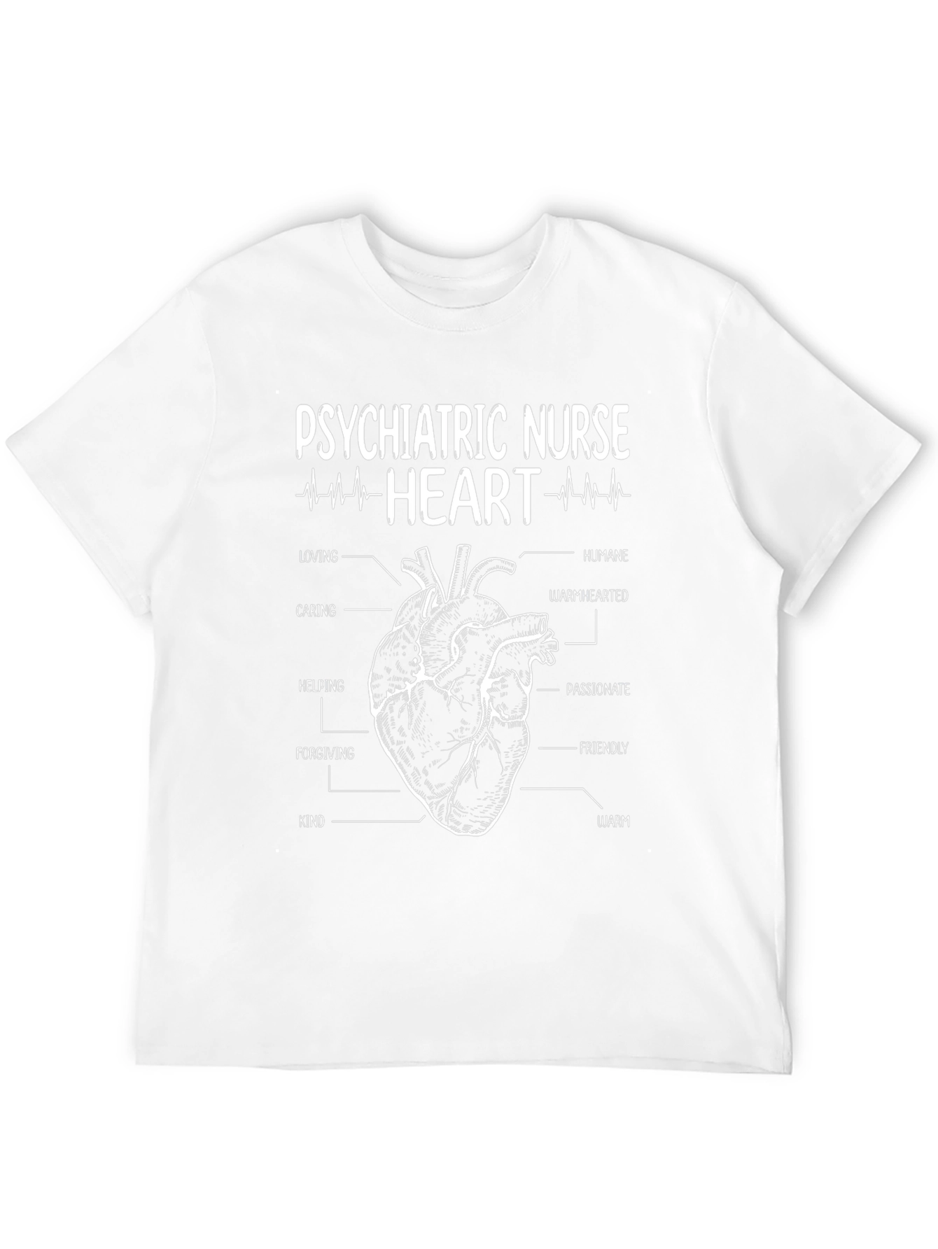 Psychiatric Nurse Heart Graphic Tee - Caring and Compassionate